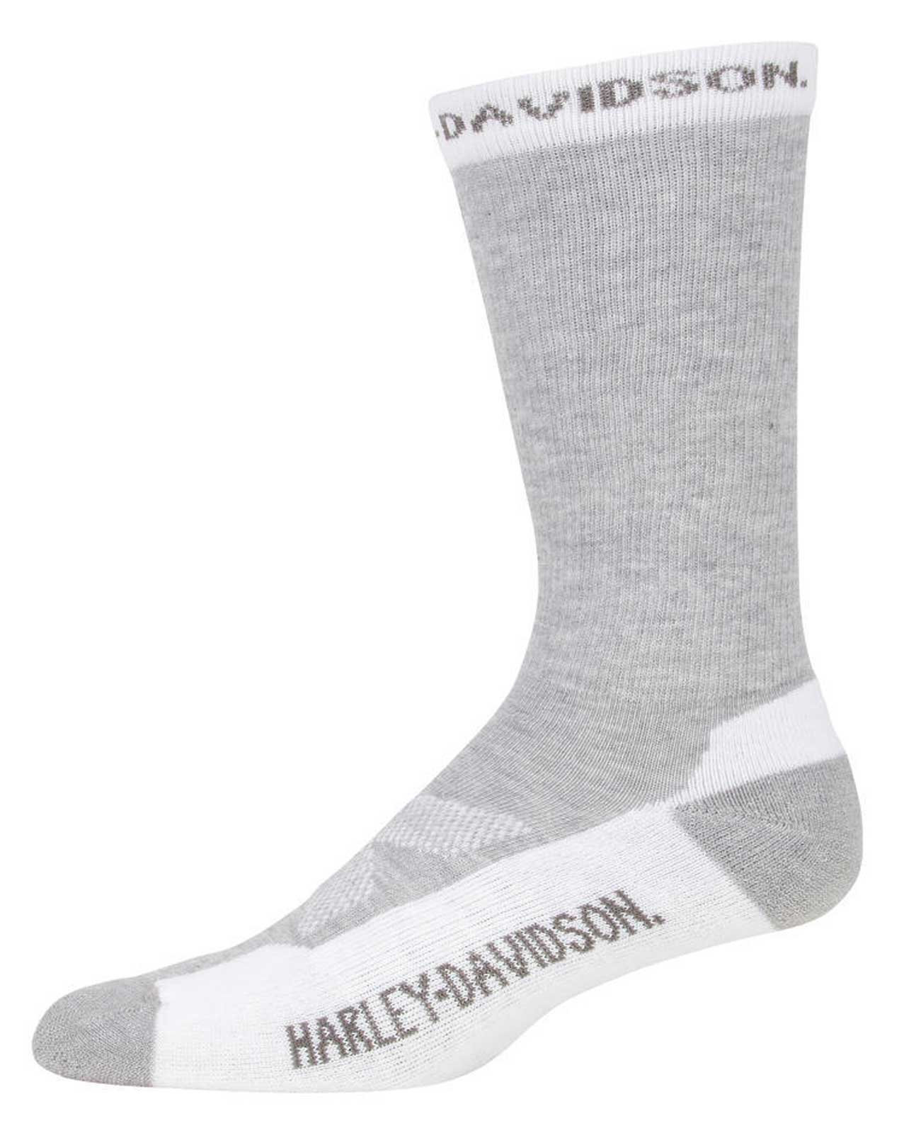 Harley-Davidson Men's Core Moisture Wicking Riding Crew Socks - Gray/White - Wisconsin Harley-Davidson