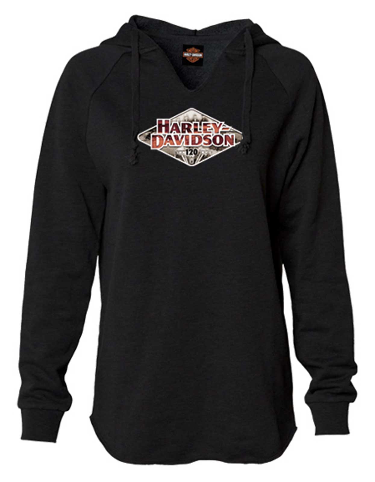 Harley-Davidson Men's Custom Iconic B&S Fleece Pullover Sweatshirt - Black, Cotton Blend Hoodie