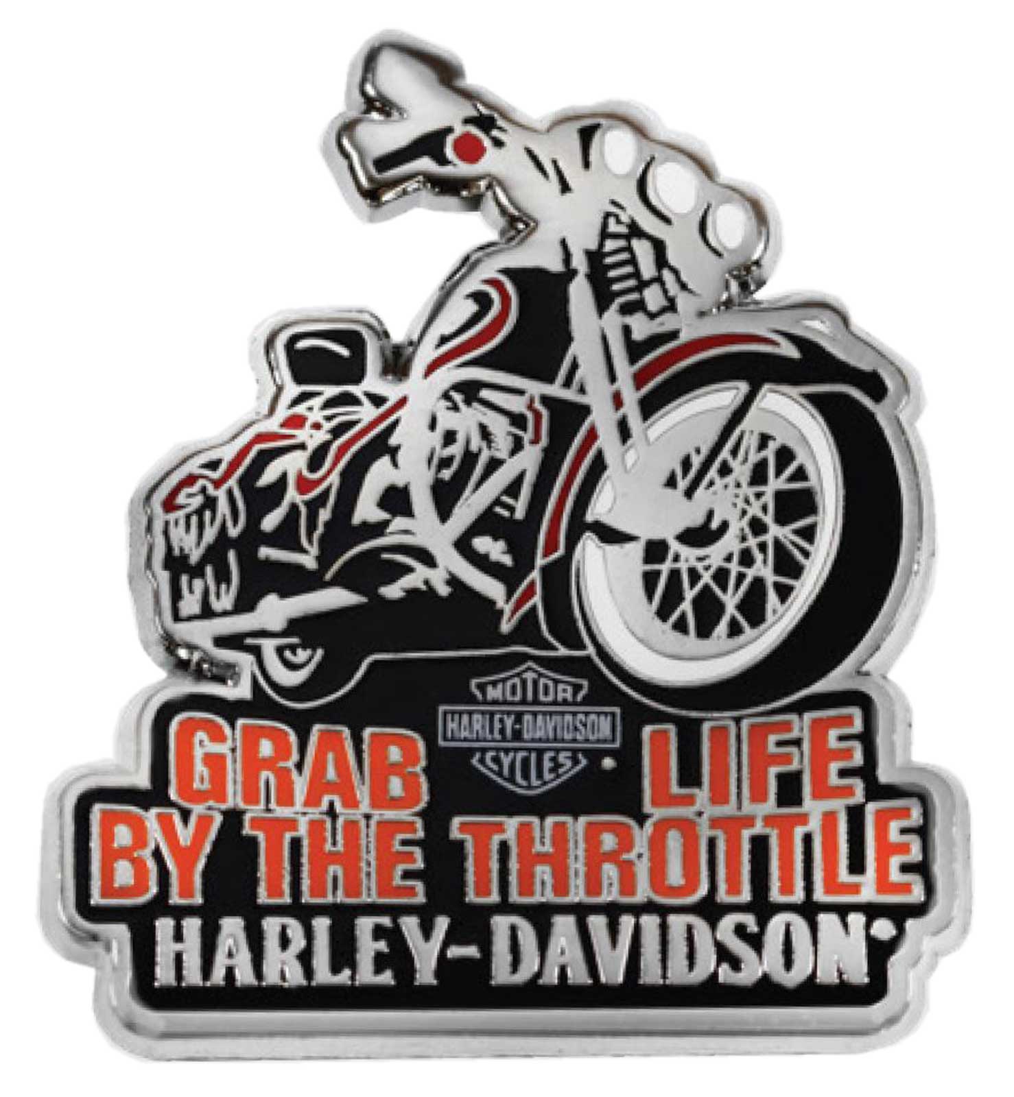 Harley-Davidson 1.25 inch. Throttle Life Metal Pin, Black & Silver Finishes - Wisconsin Harley-Davidson