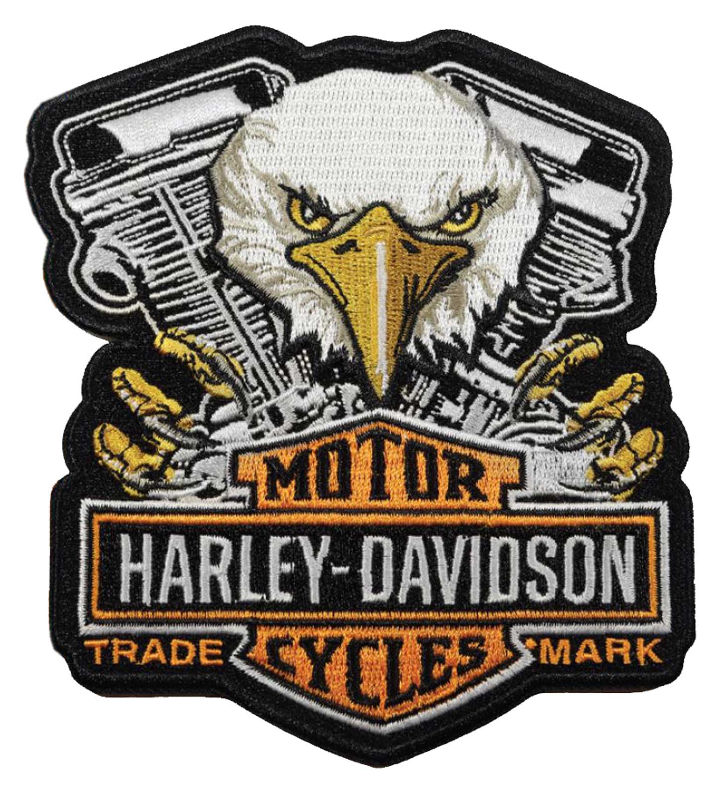 Harley-Davidson 5 in. Embroidered Snatched Eagle Emblem Sew-On Patch - Black - Wisconsin Harley-Davidson