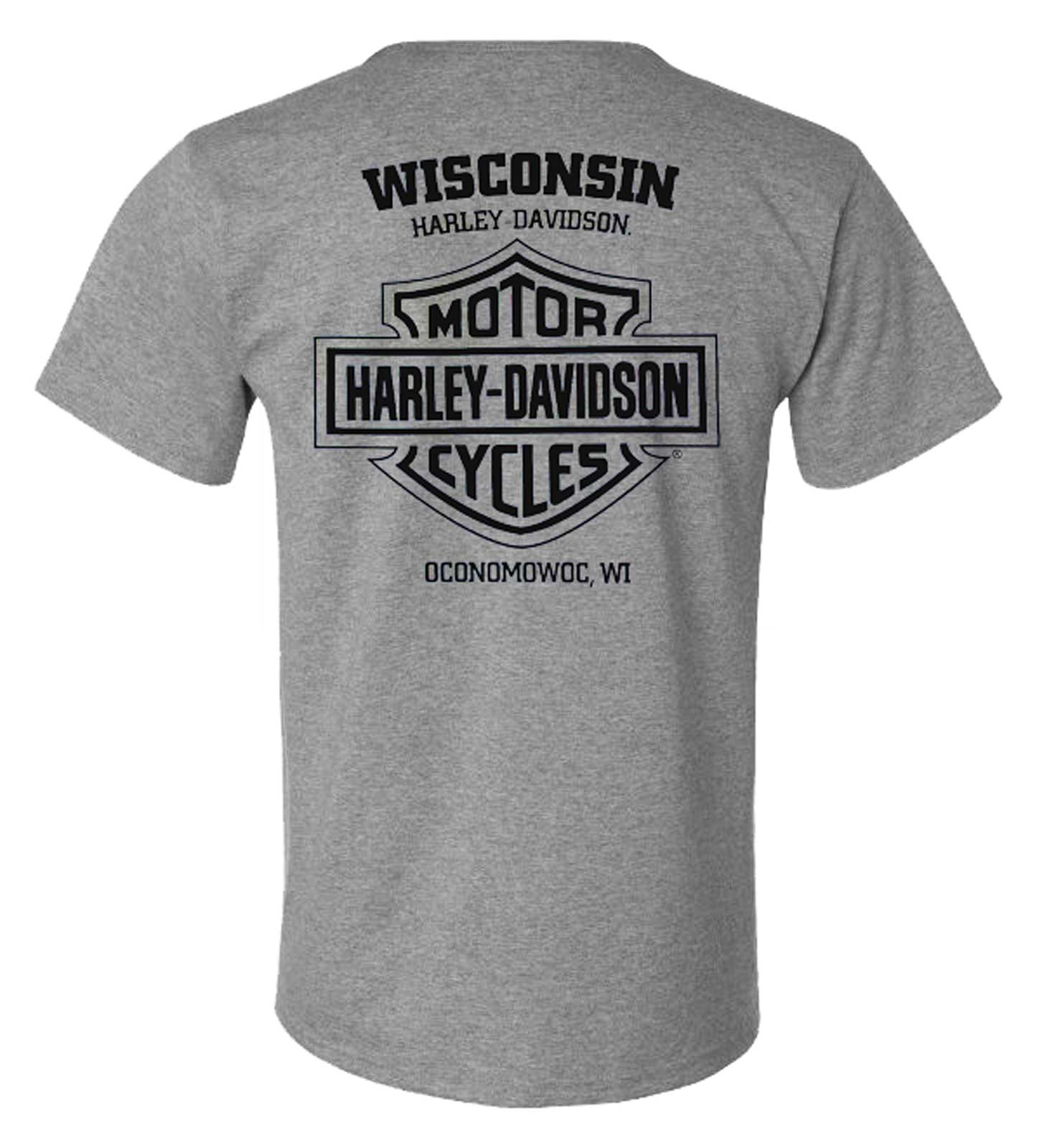 Harley-Davidson Men's Crackling Crew-Neck Short Sleeve T-Shirt - Heather  Gray