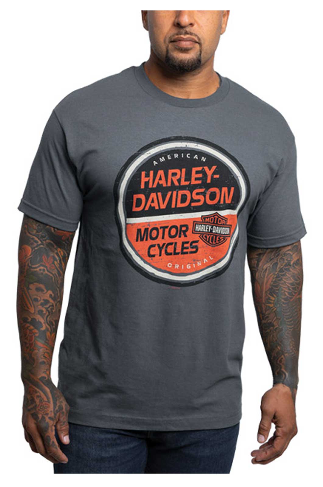 Harley-Davidson Men's Fill Up Short Sleeve Cotton Crew-Neck T-Shirt - Charcoal - Wisconsin Harley-Davidson