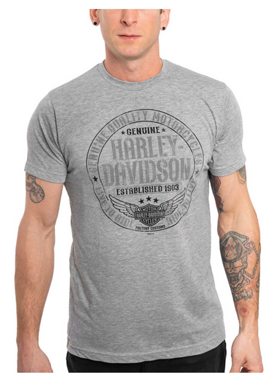 Harley-Davidson Men's Chronicle Short Sleeve Crew-Neck T-Shirt - Heather Gray - Wisconsin Harley-Davidson
