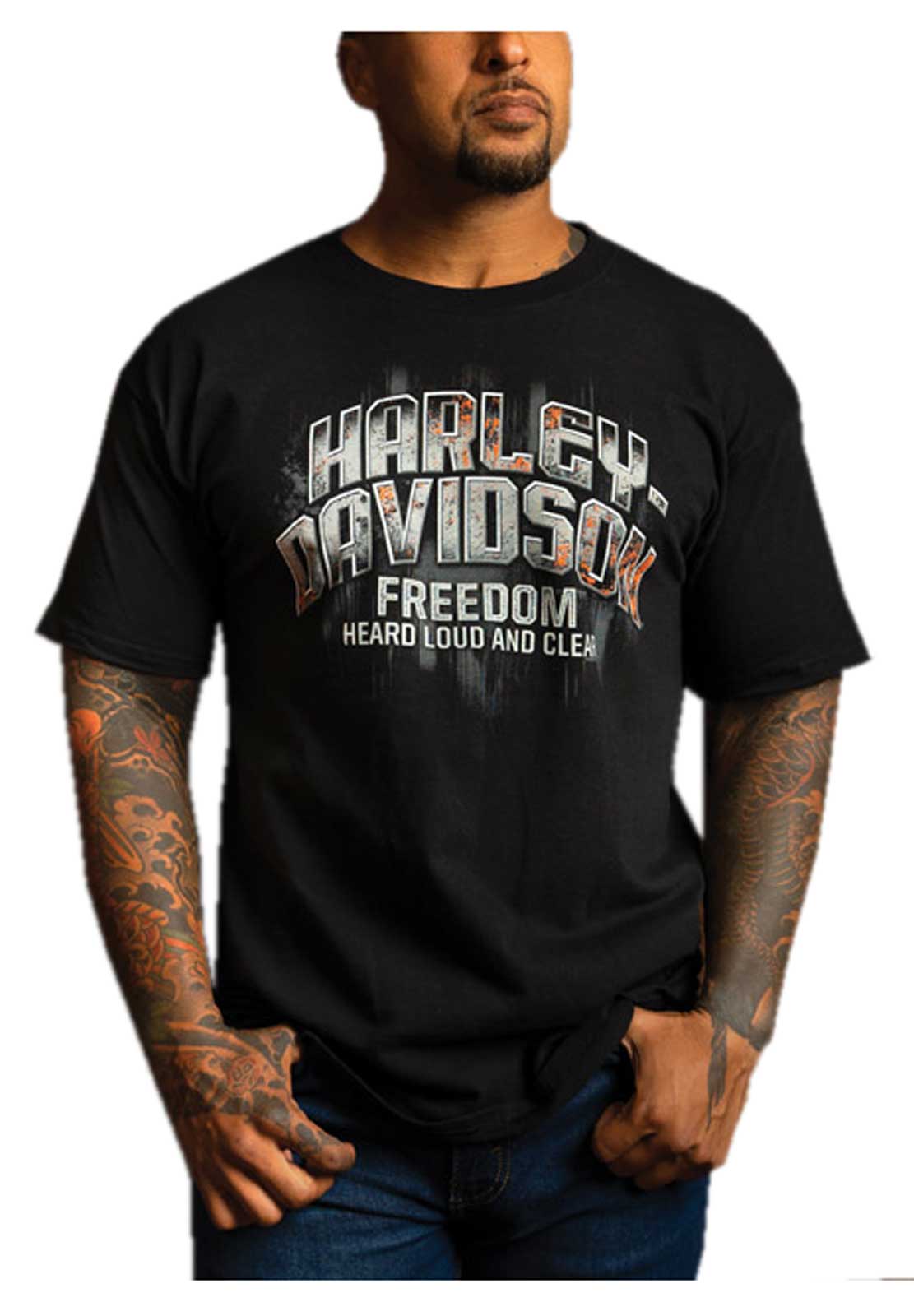 Harley-Davidson Men's Metallic Short Sleeve Crew-Neck Cotton T-Shirt - Black - Wisconsin Harley-Davidson