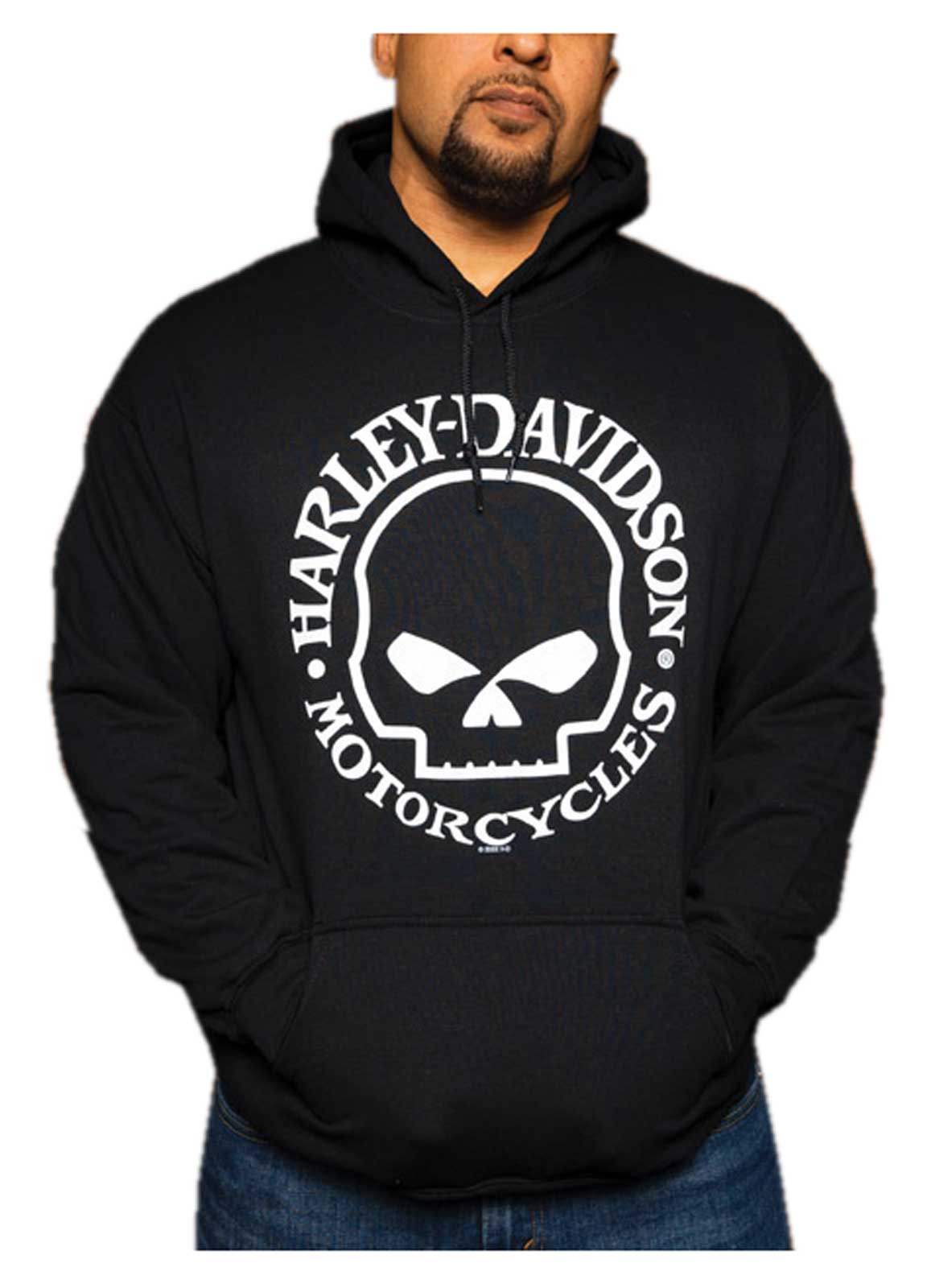 Harley-Davidson Men's Willie G Skull Logo Pullover Fleece Hoodie - Black - Wisconsin Harley-Davidson