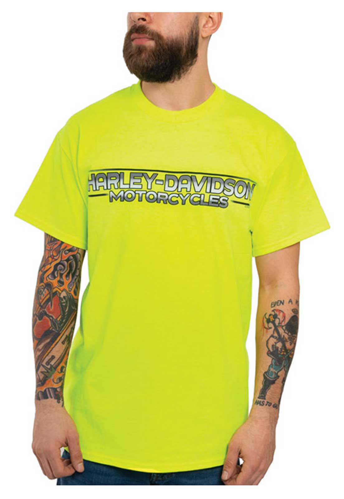 Harley-Davidson Men's Ruthless Crew-Neck Short Sleeve T-Shirt - Safety Green - Wisconsin Harley-Davidson