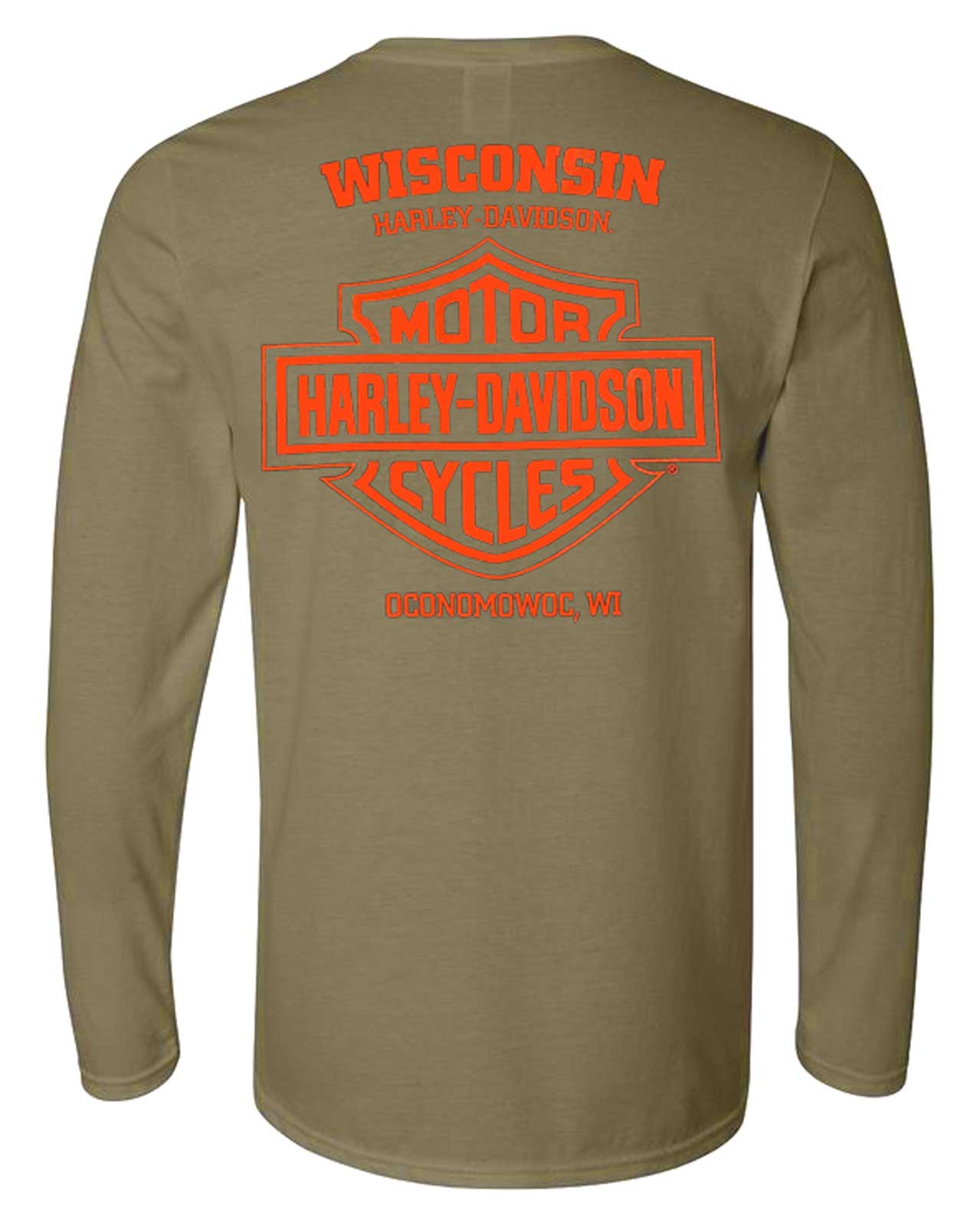 Harley-Davidson Free Shipping - Harley-Davidson Men's Guided B&S Long Sleeve Crew-Neck Shirt - Military Green - Free Shipping on many products plus Orders Over $99