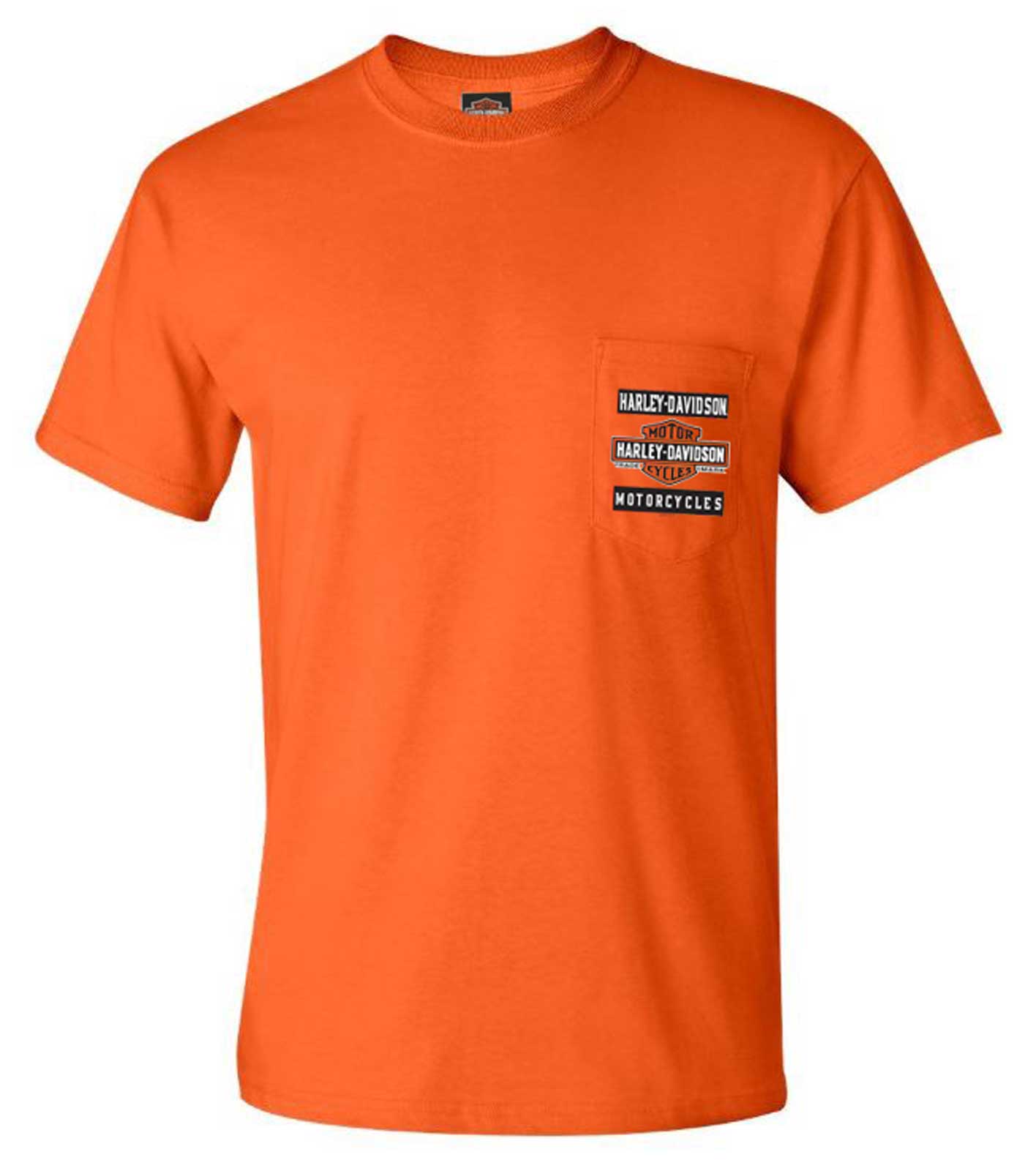 Harley-Davidson Men's B&S Chest Pocket Short Sleeve T-Shirt - Safety Orange - Wisconsin Harley-Davidson