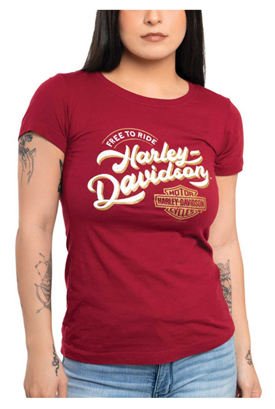 Harley-Davidson Women's Record Year Metallic Short Sleeve Tee - Cardinal - Wisconsin Harley-Davidson