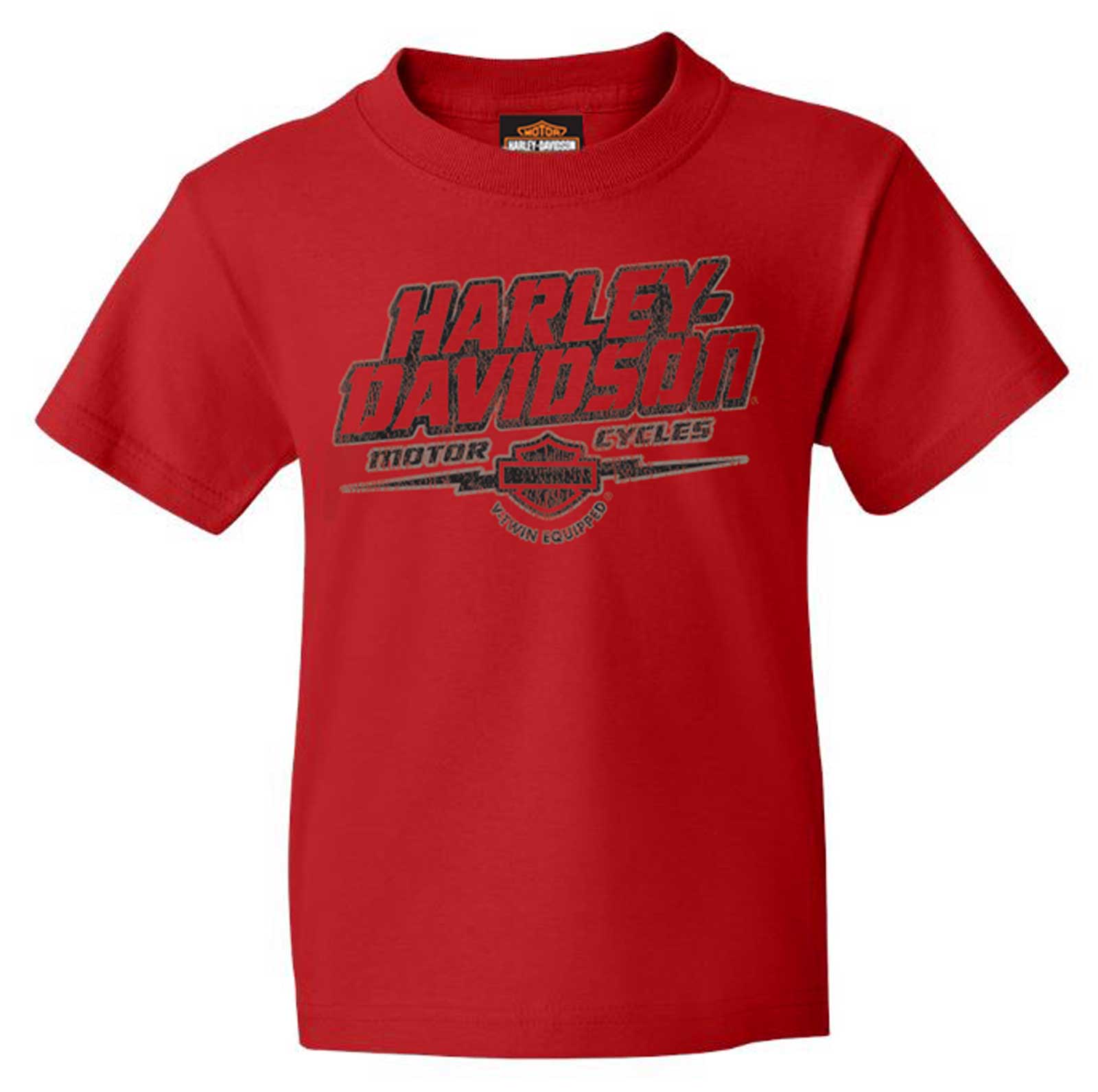 Harley-Davidson Boy's Big Shot Youth Short Sleeve Cotton Tee, Red - Wisconsin Harley-Davidson