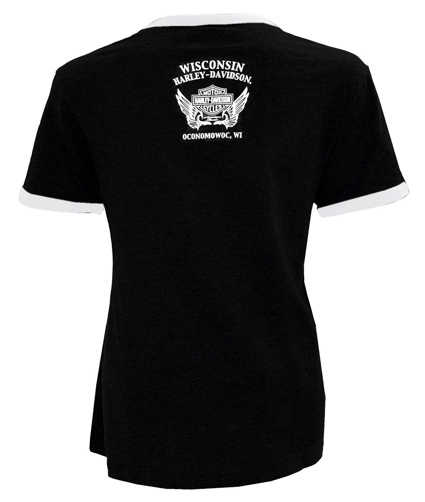 Harley-Davidson Free Shipping - Harley-Davidson Women's Collegiate Short Sleeve Ringer Tee - Black/White - Free Shipping on many products plus Orders Over $99