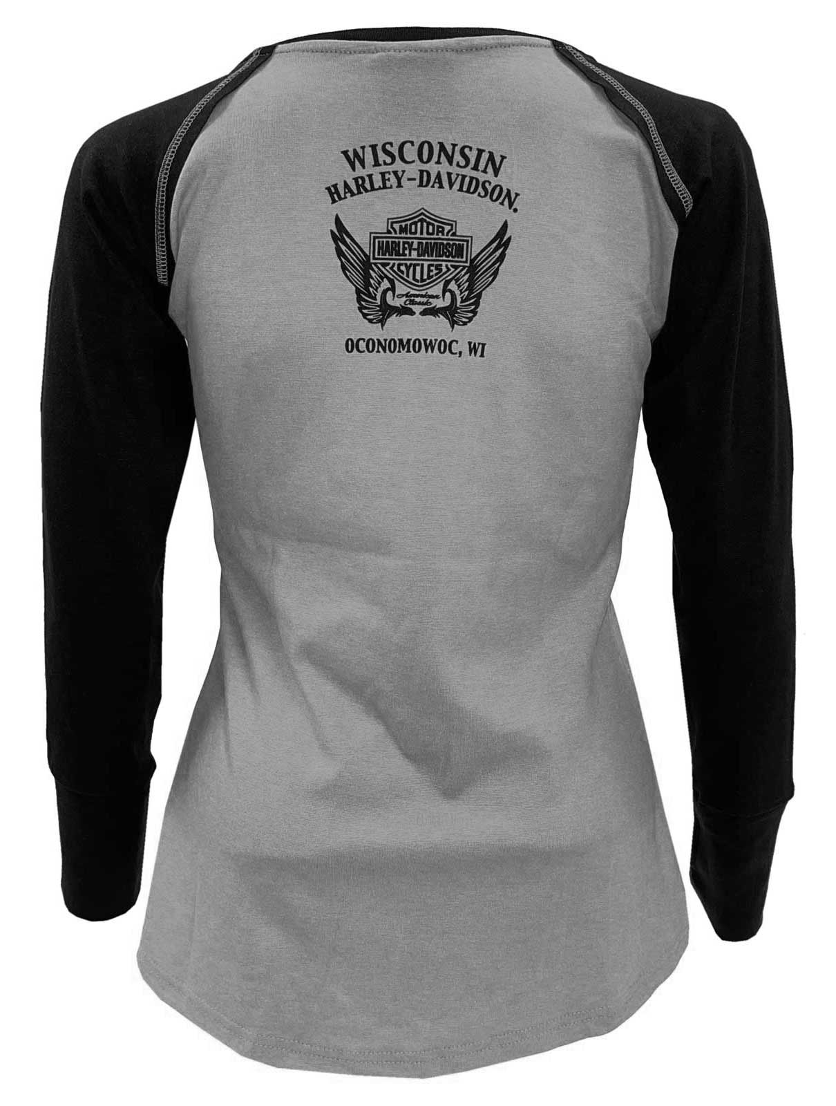 Harley-Davidson Free Shipping - Harley-Davidson Women's Elements Embellished Long Sleeve Raglan Shirt Gray/Black - Free Shipping on many products plus Orders Over $99