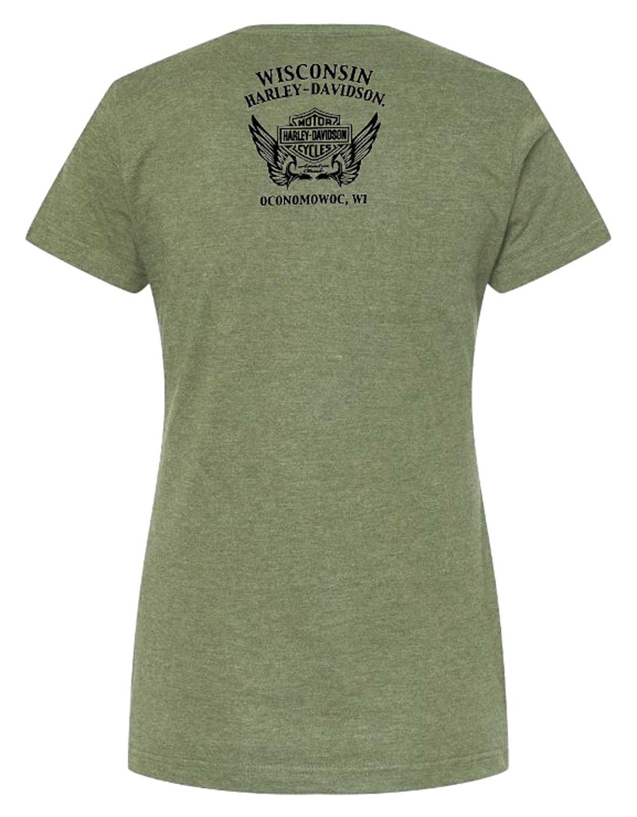 Harley-Davidson Free Shipping - Harley-Davidson Women's Inked Stamp Foiled Scoop Neck Short Sleeve Tee - Green - Free Shipping on many products plus Orders Over $99