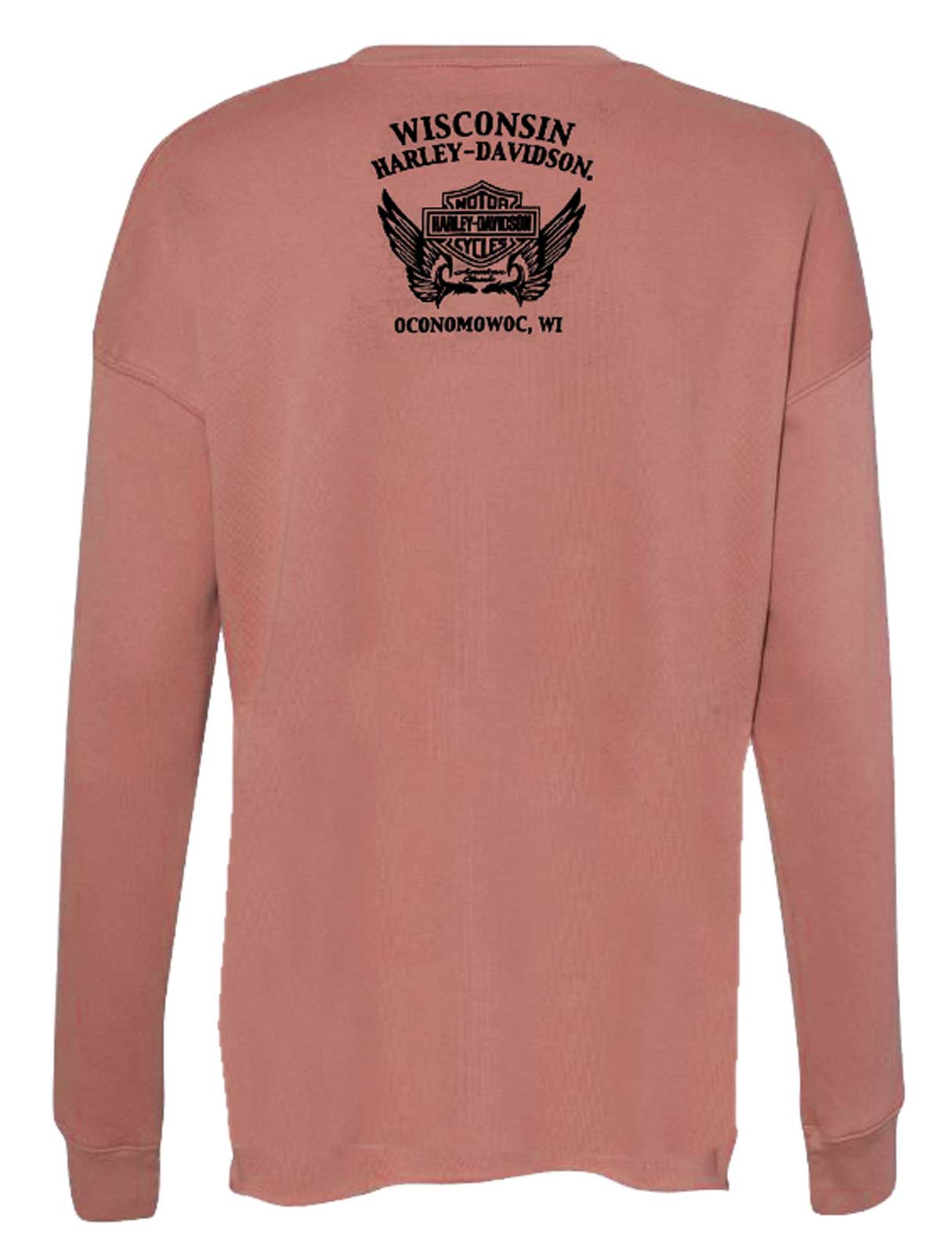 Harley-Davidson Free Shipping - Harley-Davidson Women's Rounded Crew-Neck Pullover Fleece Sweatshirt- Dusty Rose - Free Shipping on many products plus Orders Over $99