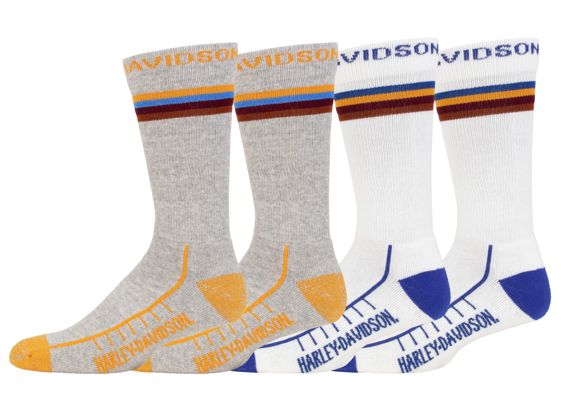 Harley-Davidson Men's Moisture Wicking Riding Crew Socks – Gray/White 4-Pairs - Wisconsin Harley-Davidson