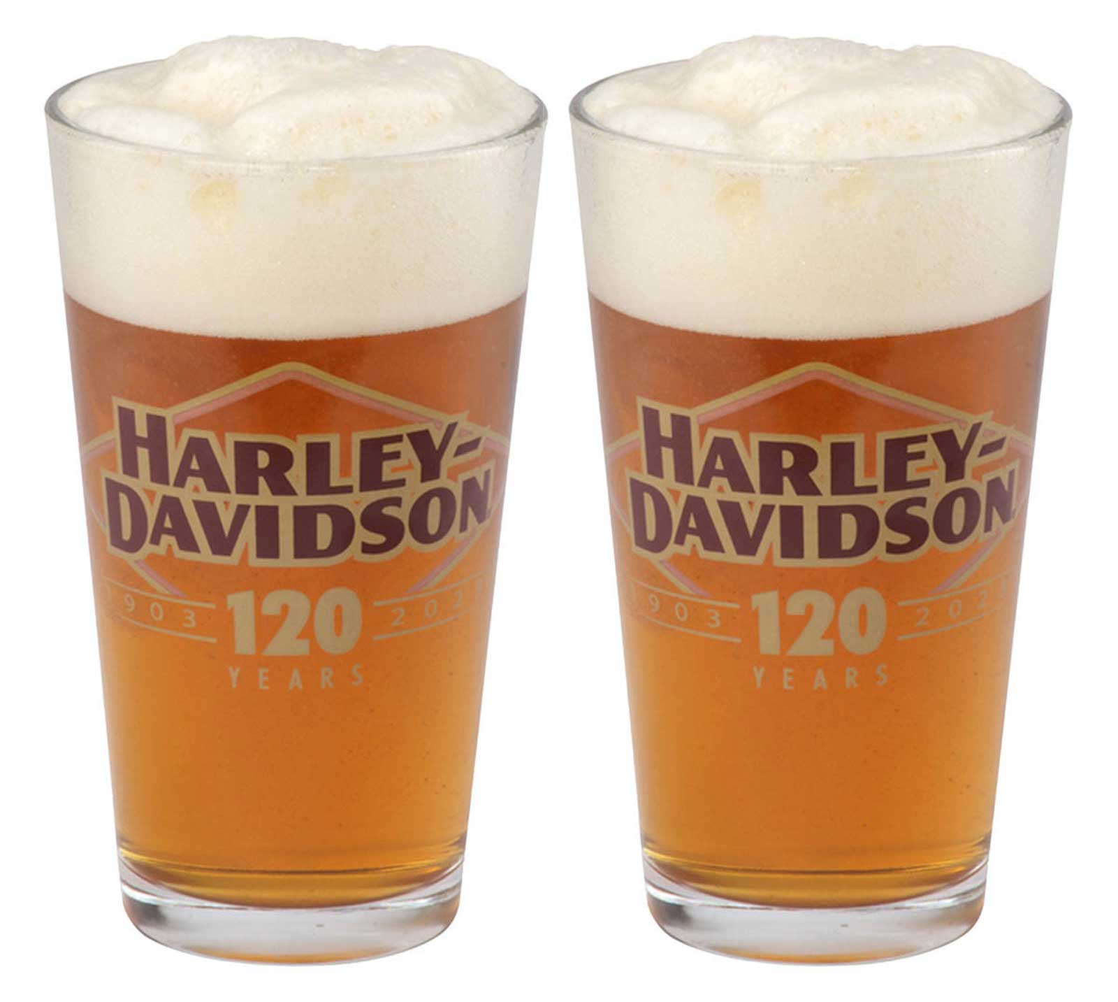 Harley-Davidson 120th Anniversary Logo Pint Glass Set, Limited Edition - 16 oz. - Wisconsin Harley-Davidson