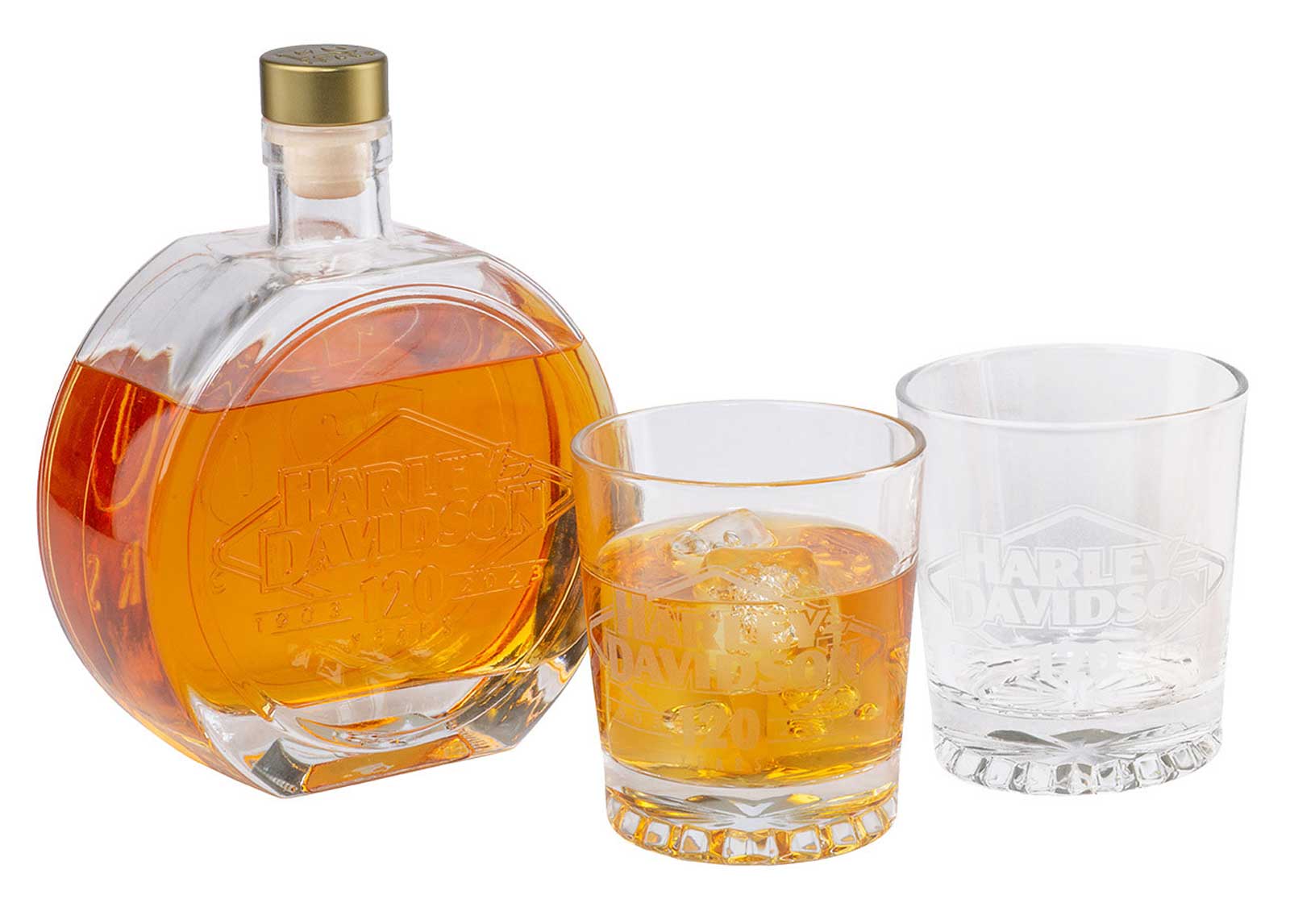 Harley-Davidson 120th Anniversary Decanter/Whiskey Glasses Set - Limited Edition - Wisconsin Harley-Davidson