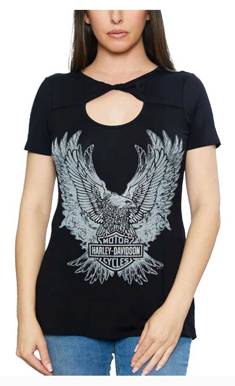 Harley-Davidson Women's Embellished Verts Eagle Crew-Neck Short Sleeve Tee - Wisconsin Harley-Davidson