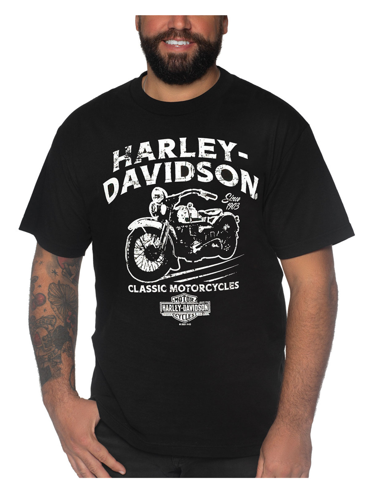 Harley-Davidson Men's Profit Short Sleeve Crew-Neck Cotton T-Shirt, Solid Black - Wisconsin Harley-Davidson