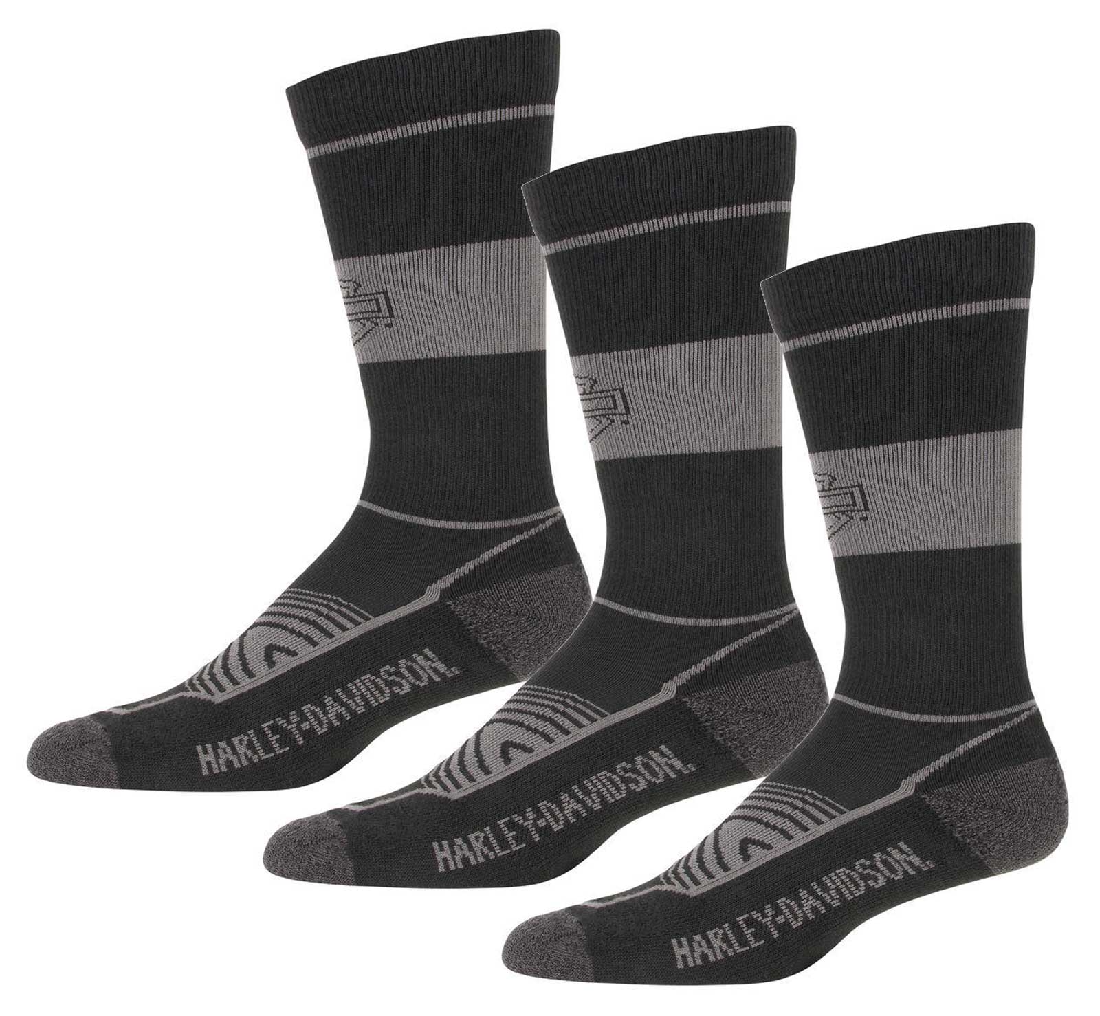 Harley-Davidson Women's B&S Moisture Wicking Riding Socks, Black/Gray - 3 Pairs - Wisconsin Harley-Davidson