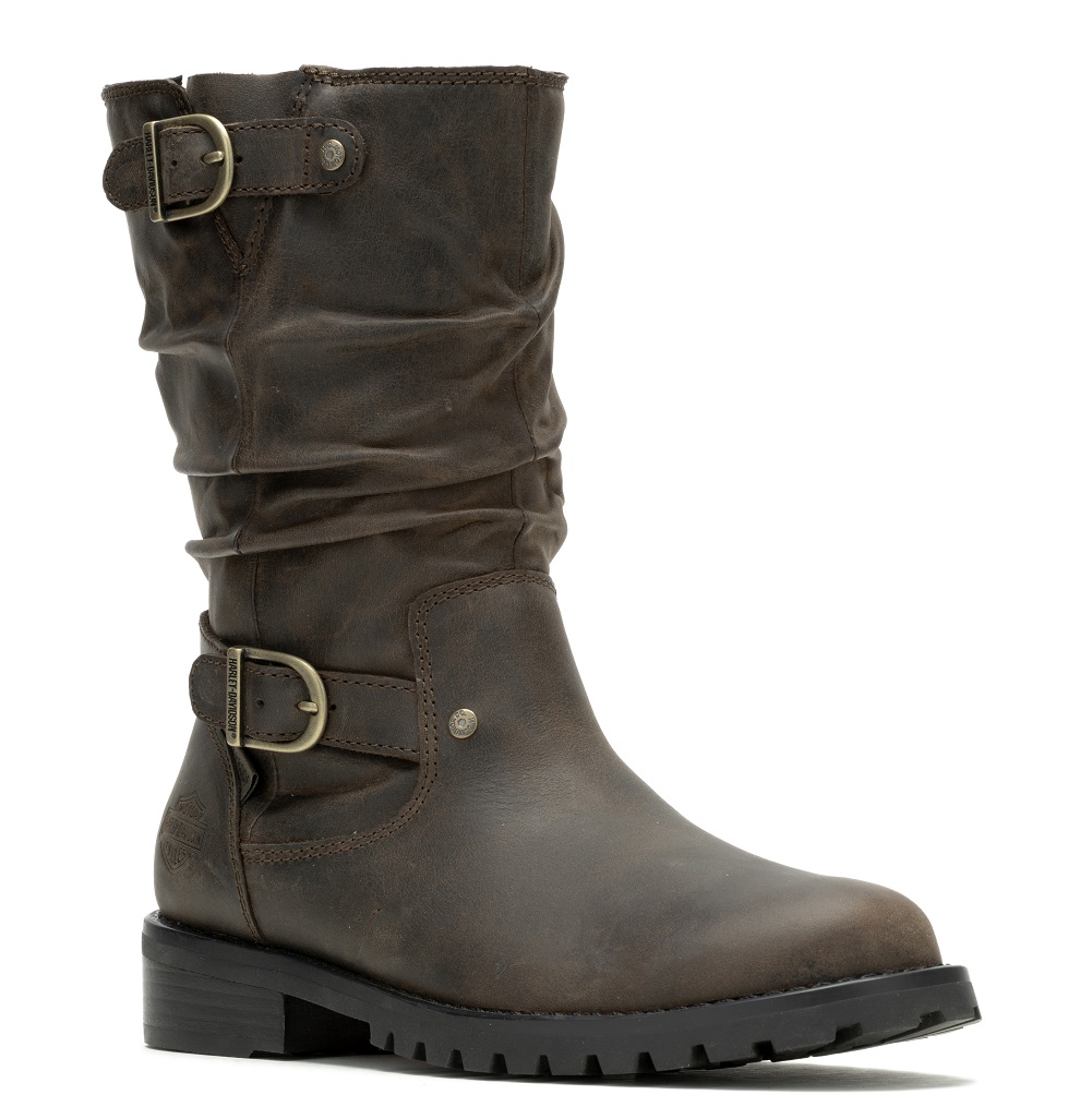 Harley-Davidson Women's Almand WP 9-In Slouch Fashion Boots D84792 (Brown, 5) - Wisconsin Harley-Davidson