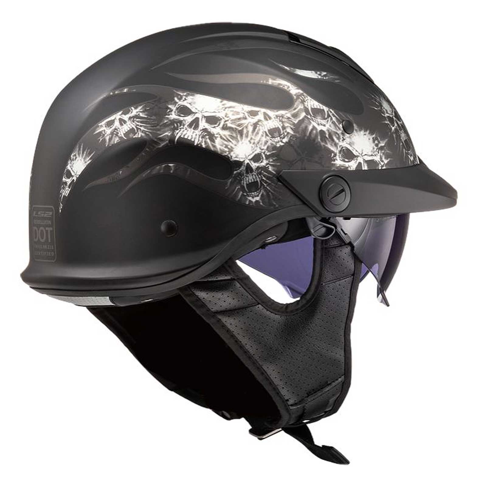 LS2 Helmets Rebellion Sun Shield Motorcycle Half Helmet - Bones Graphic 590-111 - Largest Selection of Harley-Davidson Products