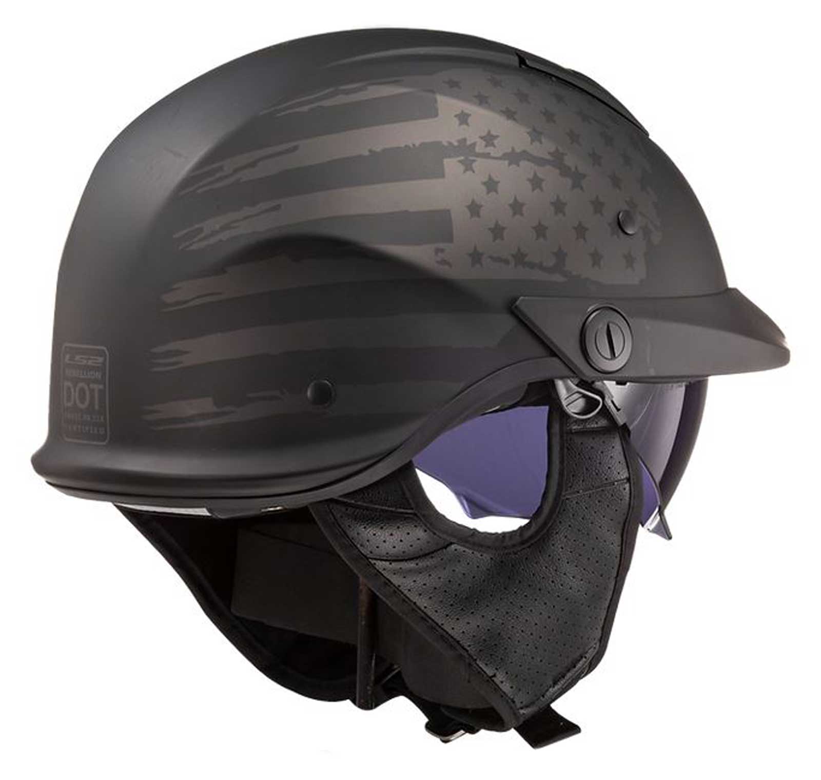LS2 Helmets Rebellion 1812 American Flag Motorcycle Half Helmet - Matte Black - Largest Selection of Harley-Davidson Products