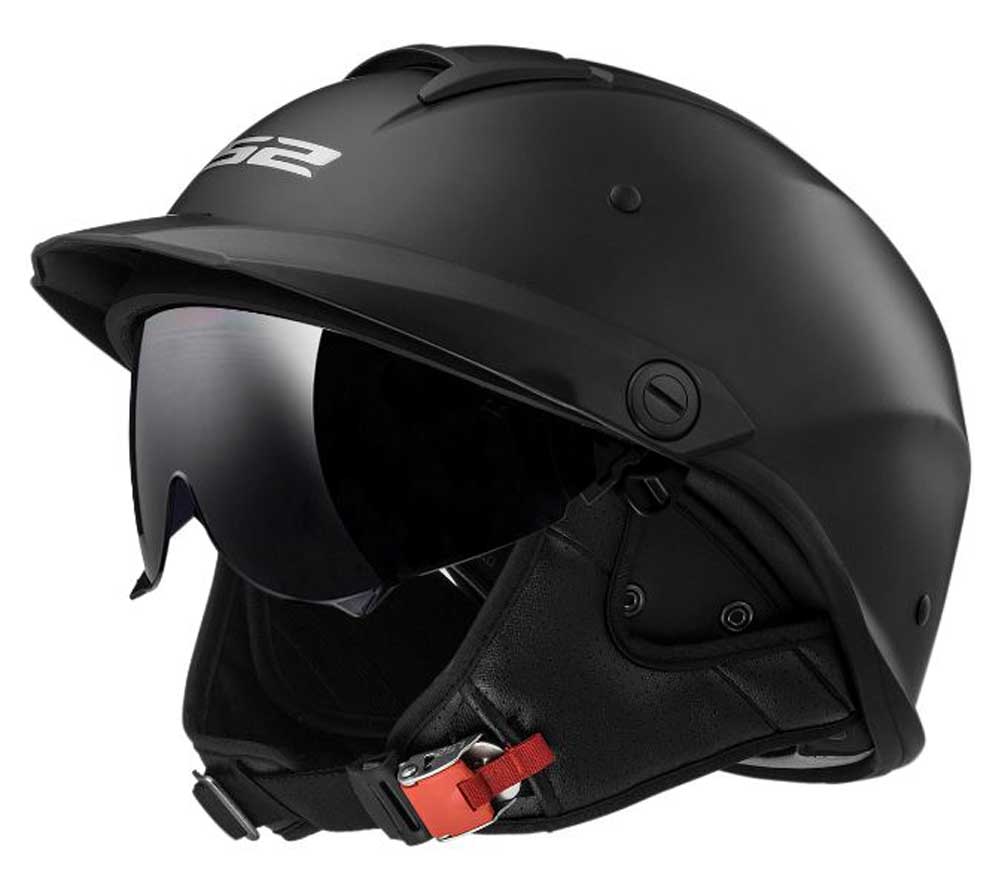 LS2 Helmets Rebellion Sun Shield Motorcycle Half Helmet - Matte Black 590-101 - Wisconsin Harley-Davidson