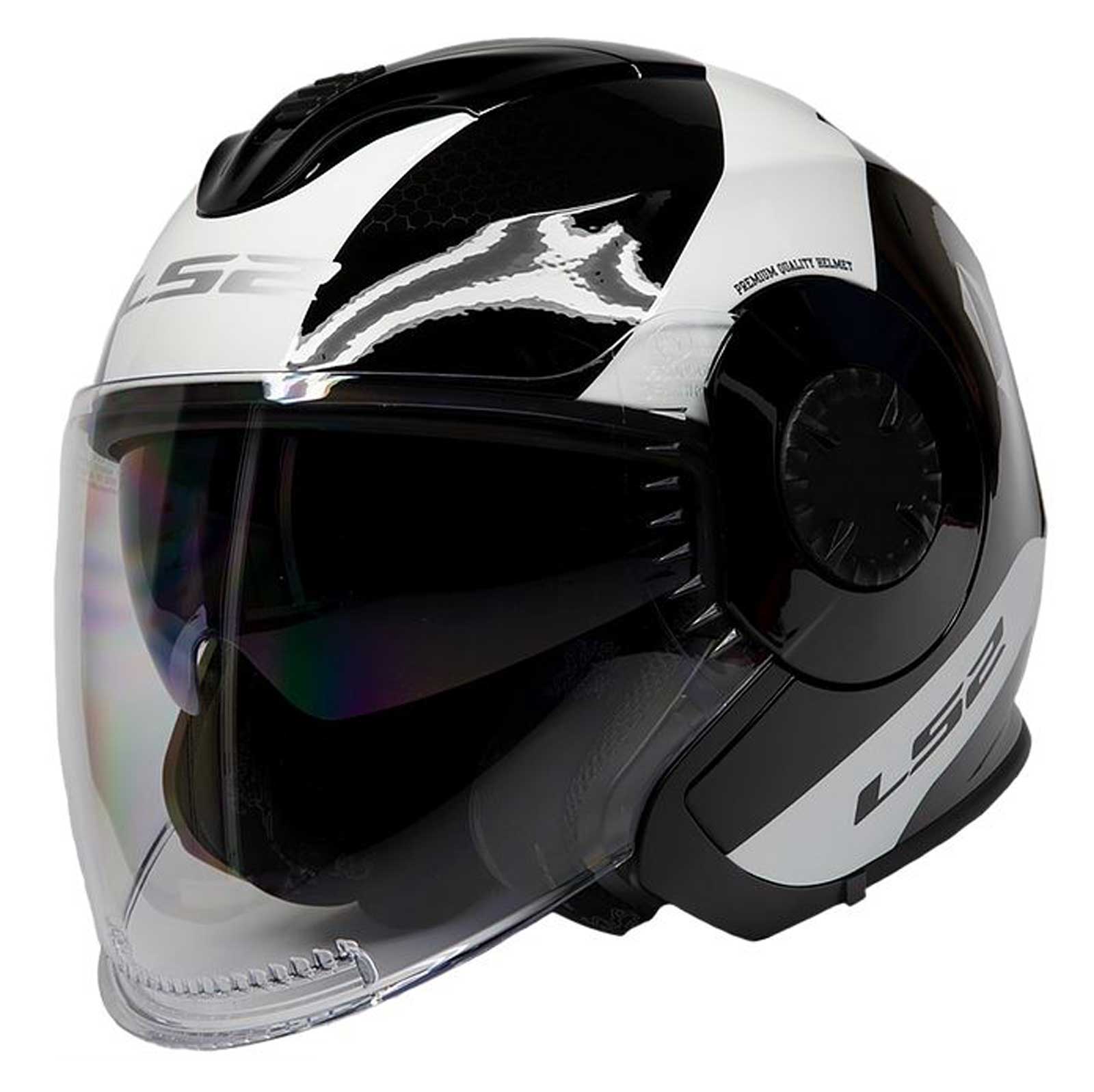 LS2 Helmets Verso Rave Open Face Motorcycle Helmet - Gloss Black/White Glow - Wisconsin Harley-Davidson