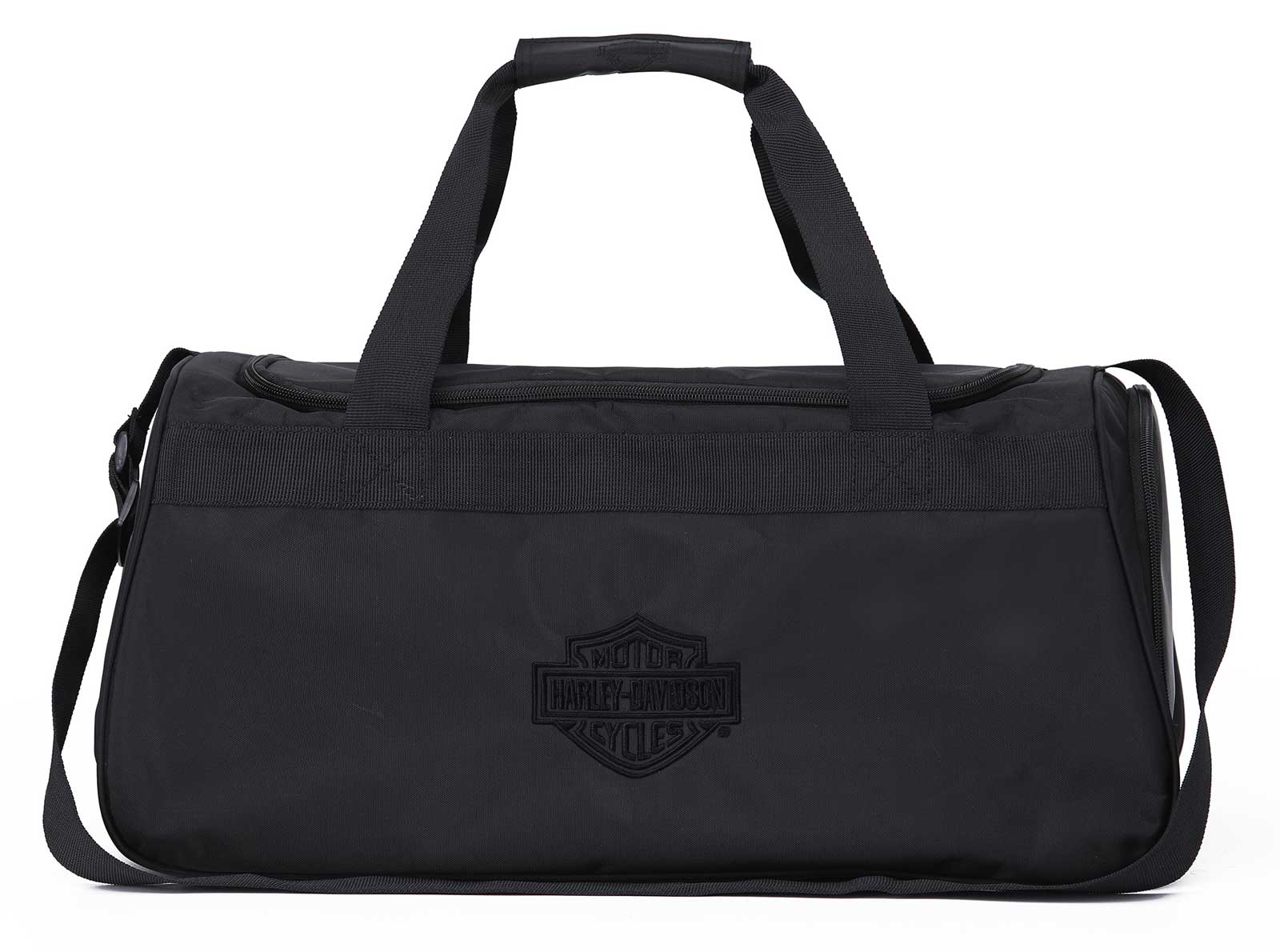 Harley-Davidson Crinkle Bar & Shield Nylon Duffel Bag w/Side Shoe Pocket - Black - Wisconsin Harley-Davidson