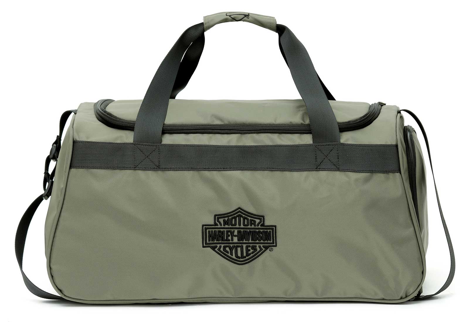 Harley-Davidson Crinkle Bar & Shield Nylon Duffel Bag w/Side Shoe Pocket - Green - Wisconsin Harley-Davidson