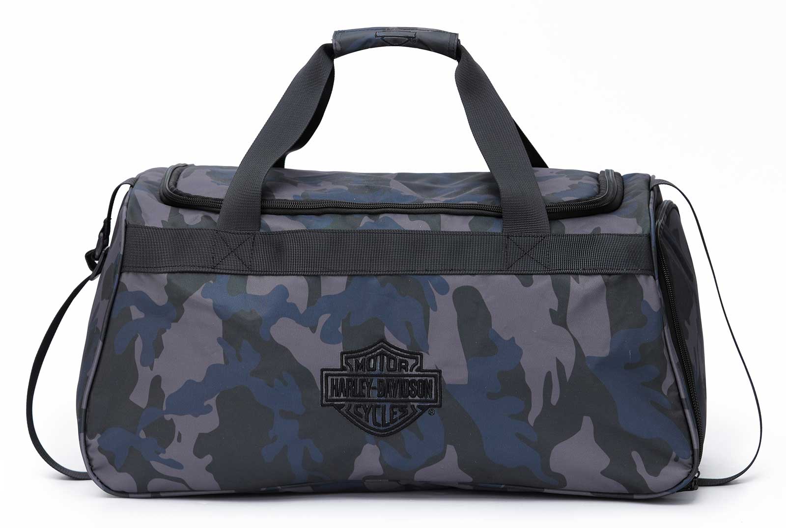 Harley-Davidson Crinkle Bar & Shield Nylon Duffel Bag w/Side Shoe Pocket - Camo - Wisconsin Harley-Davidson