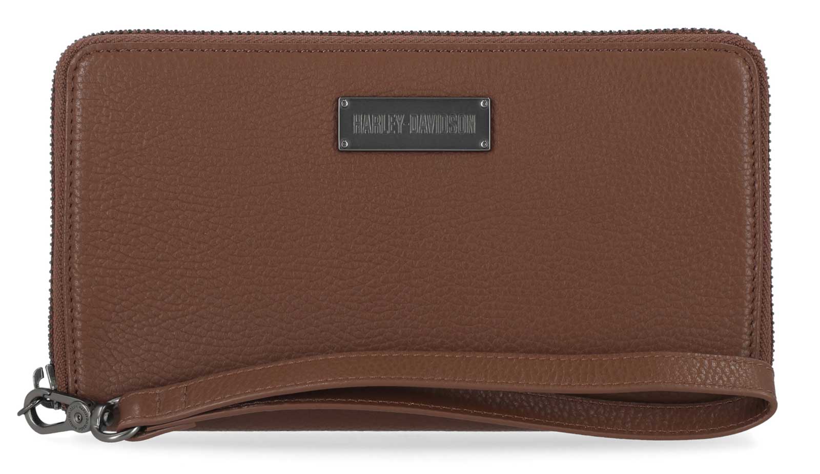 Harley-Davidson Women's Classic Zip Around Leather Wallet w/ Wristlet - Brown - Wisconsin Harley-Davidson