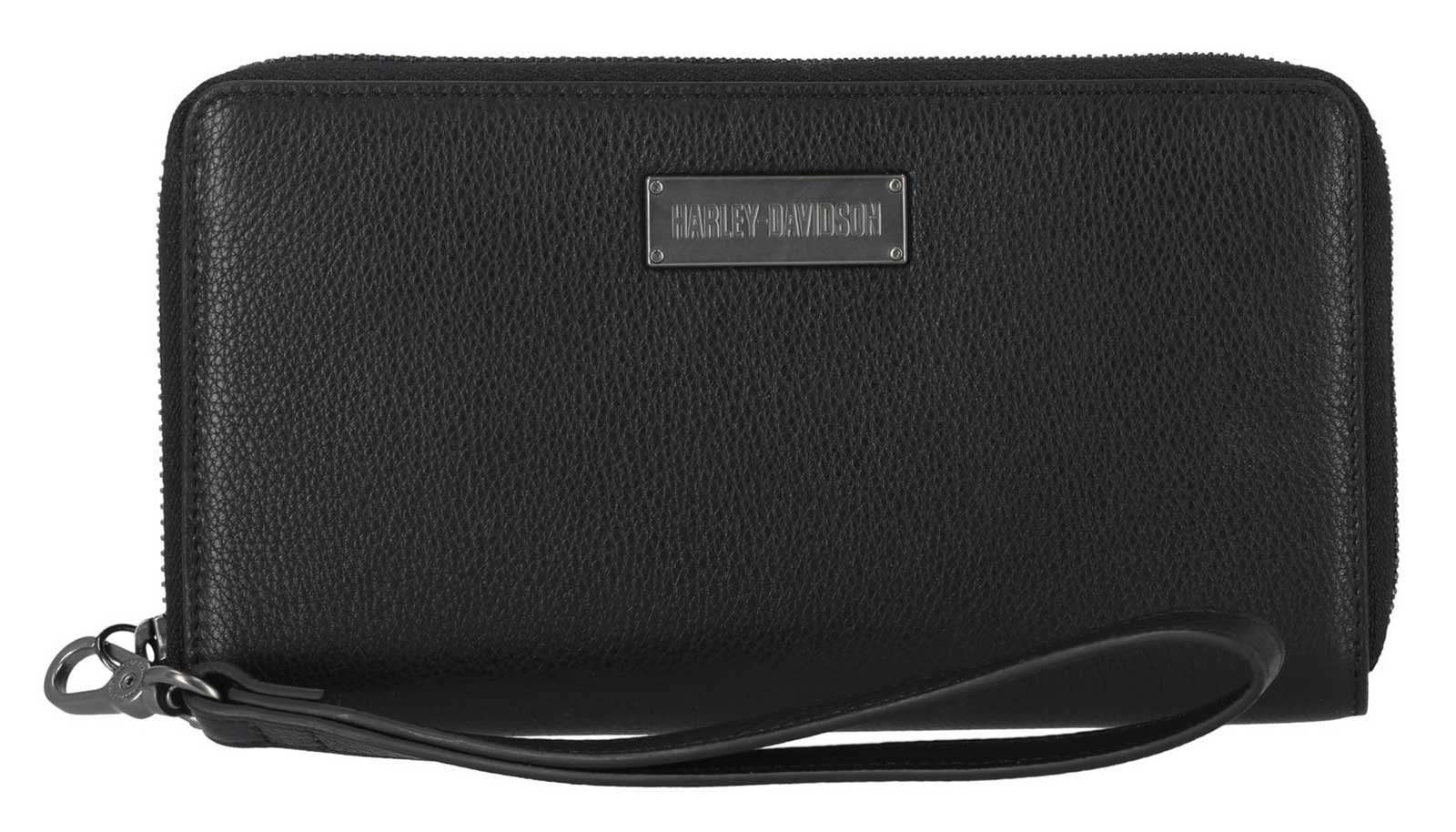 Harley-Davidson Women's Classic Zip Around Leather Wallet w/ Wristlet - Black - Wisconsin Harley-Davidson