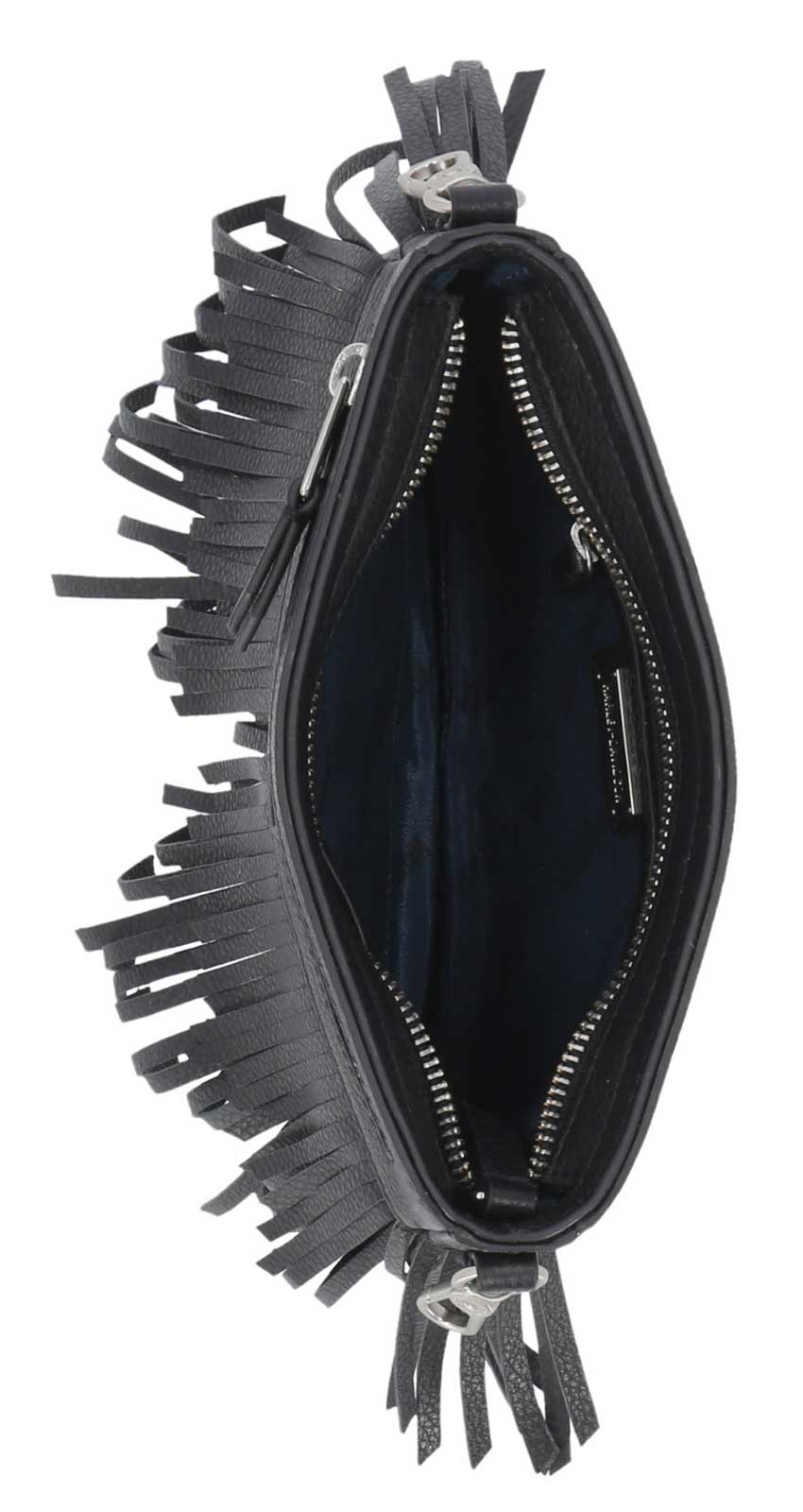 Jayne Faux Leather Fringe Bag in Black | ikrush