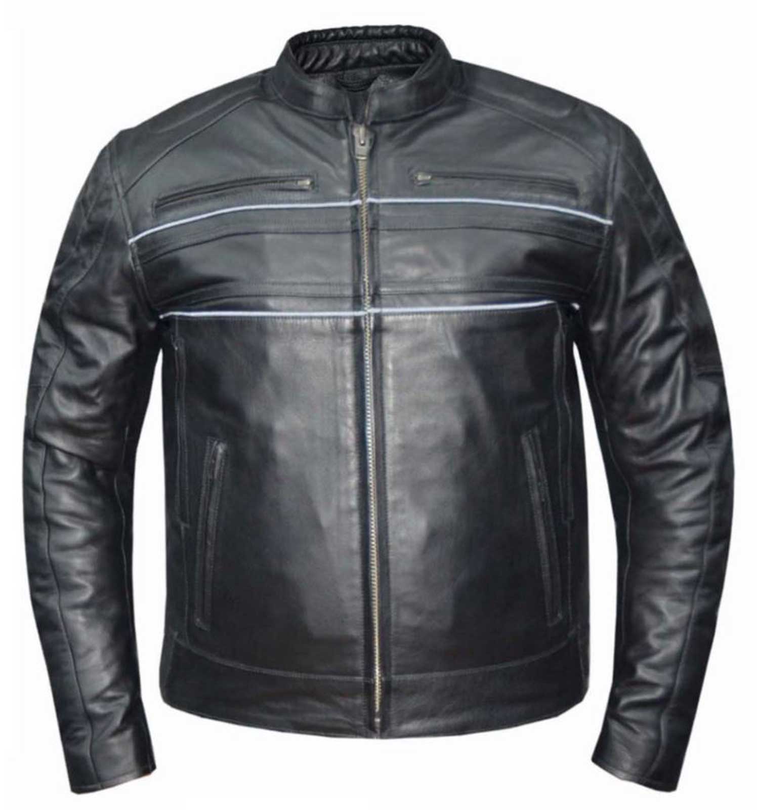UNIK Men's Ultra Cowhide Reflective Leather Vented Motorcycle Jacket - Black - Wisconsin Harley-Davidson