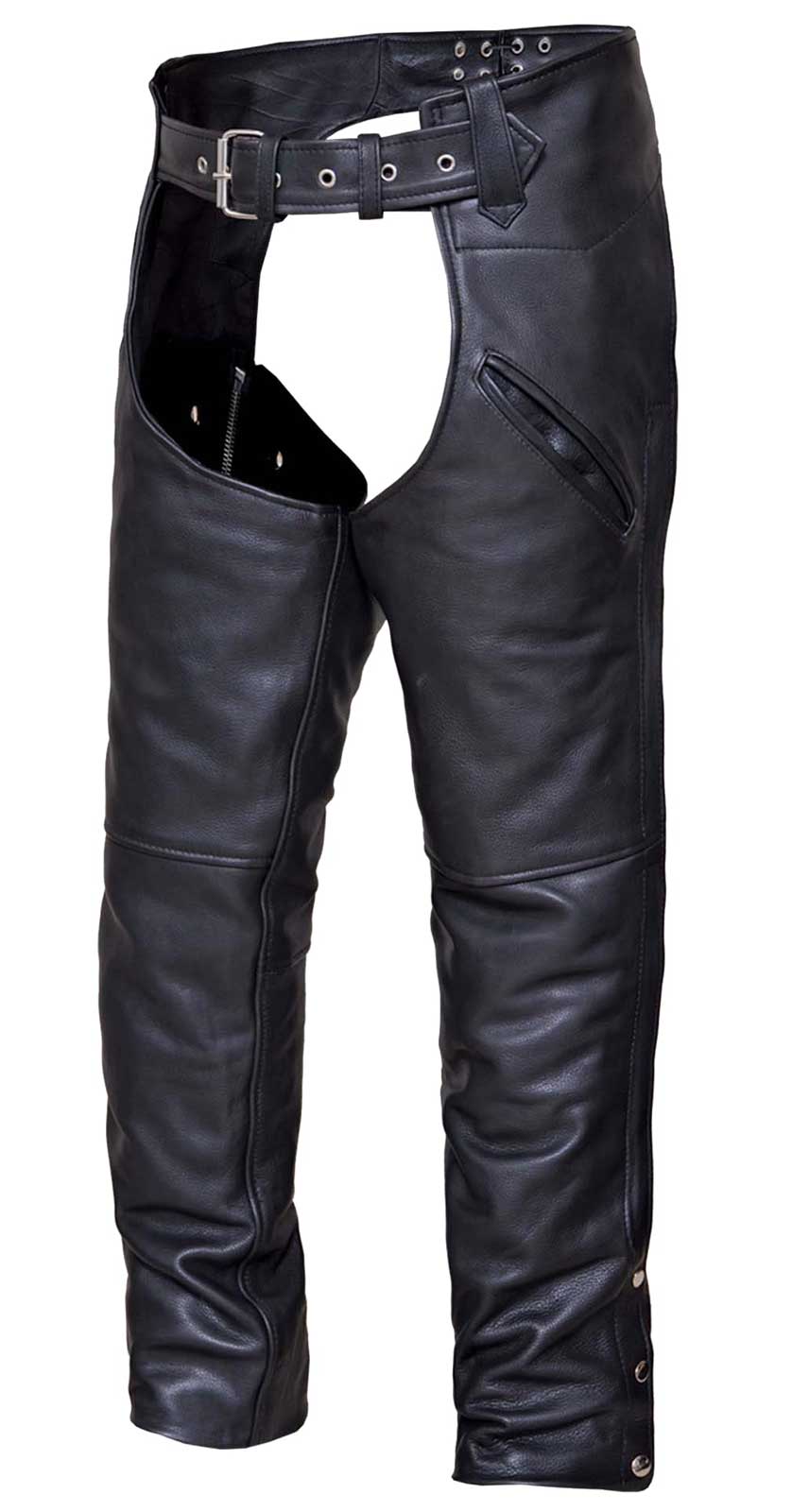 UNIK Men's Deep Pocket Adjustable Buffalo Leather Motorcycle Chaps