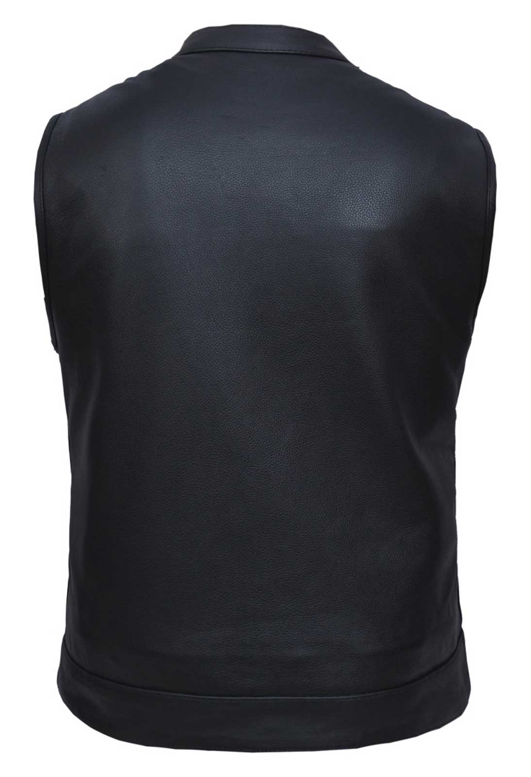 UNIK Men's Premium SOA Style Club Motorcycle Zippered Cowhide Leather Vest - No Hassle Returns at Wisconsin Harley