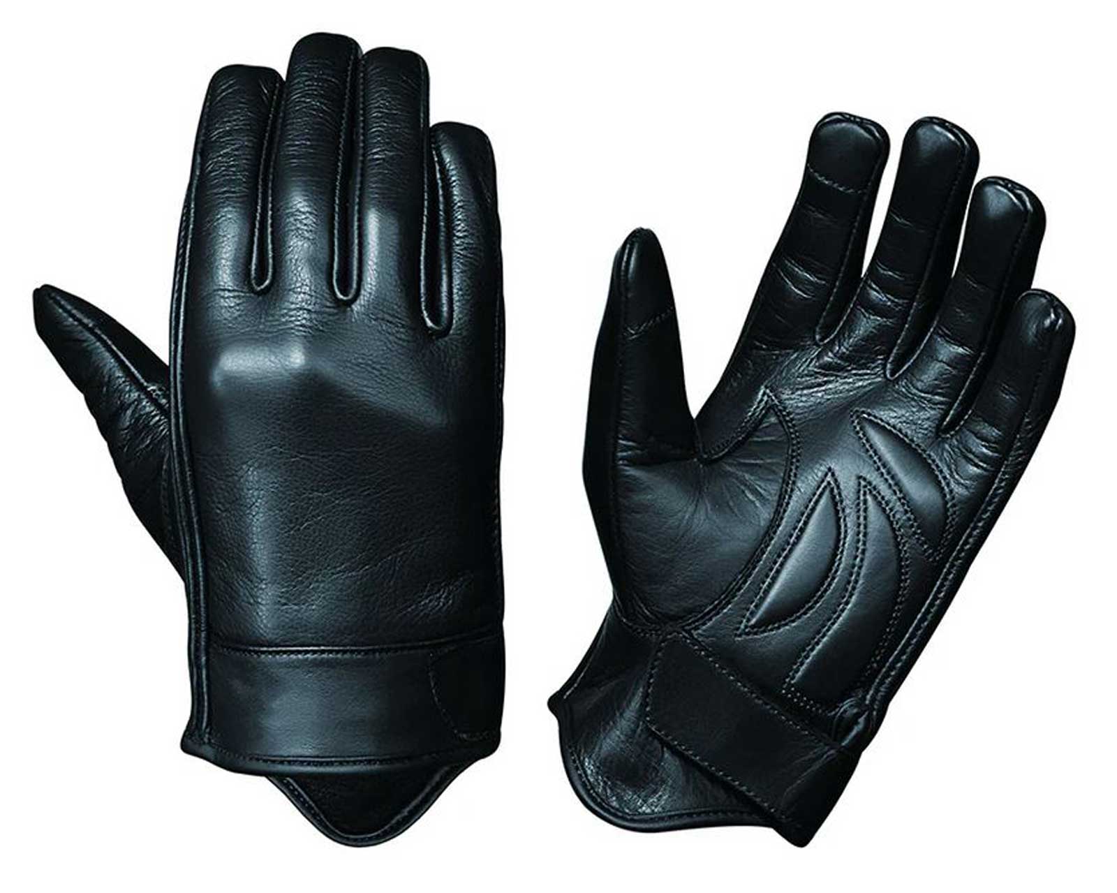 UNIK Men's Full-Finger Cowhide Leather Motorcycle Gel Palm Gloves - Black - Wisconsin Harley-Davidson