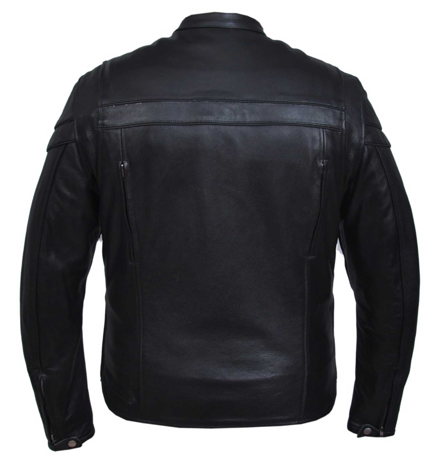 UNIK Men's Premium Buffalo Leather Motorcycle Jacket w/ Reflective Piping- Black - No Hassle Returns at Wisconsin Harley