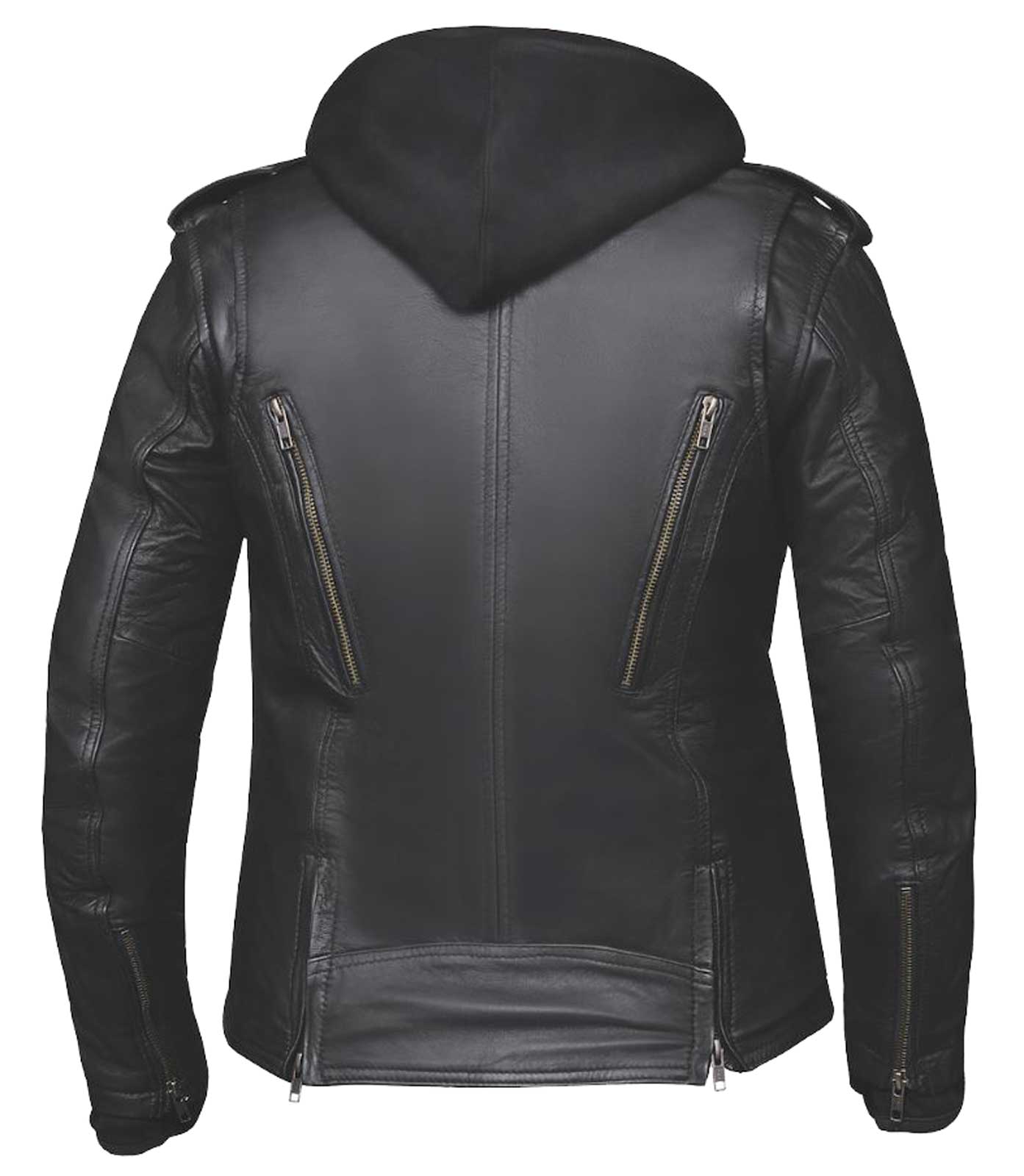 Derringer Women's 3-IN-1 Lambskin Hooded Leather Motorcycle Jacket