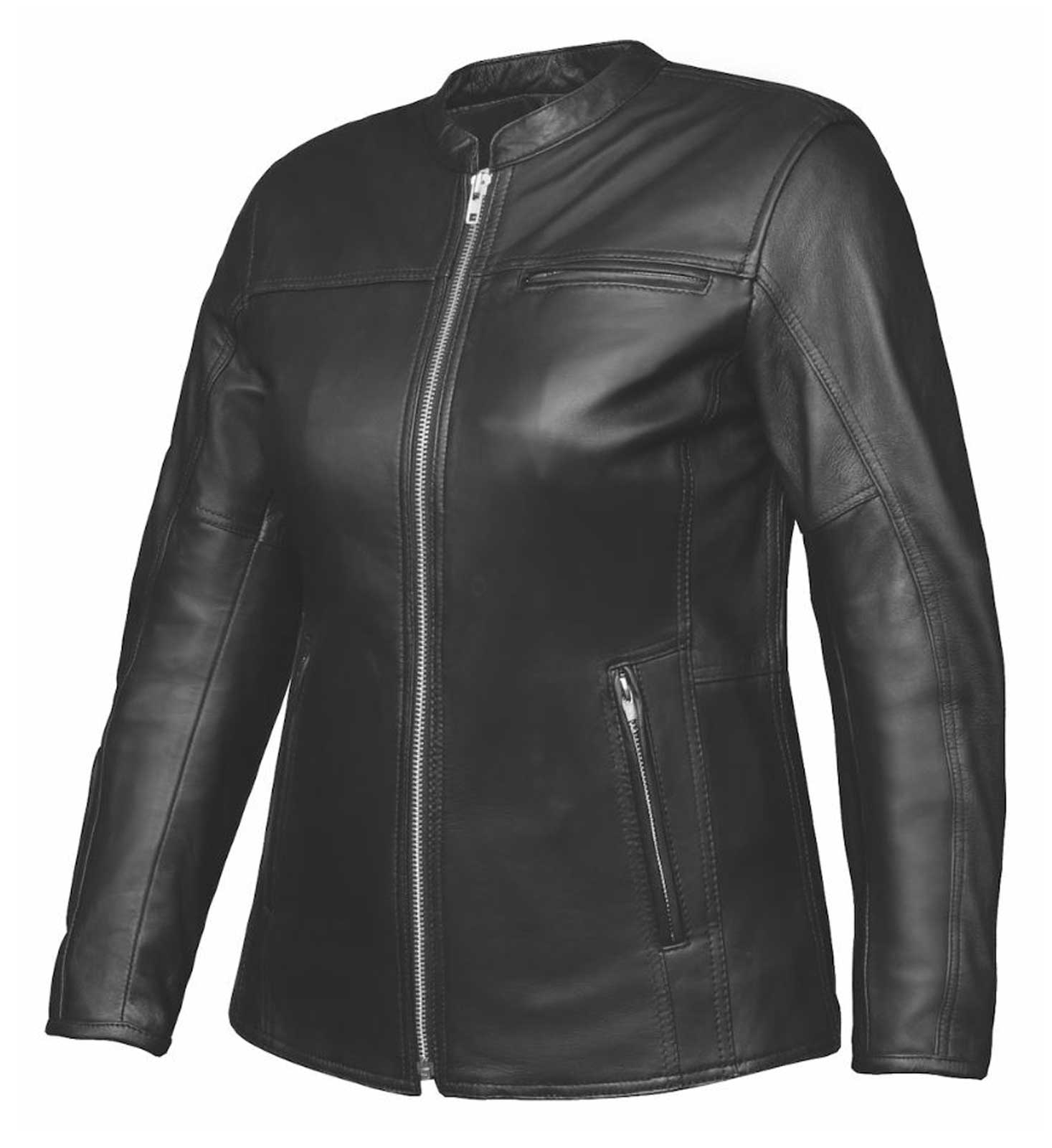 Derringer Women's Premium Lambskin Leather Motorcycle Jacket - Classic Black - Wisconsin Harley-Davidson