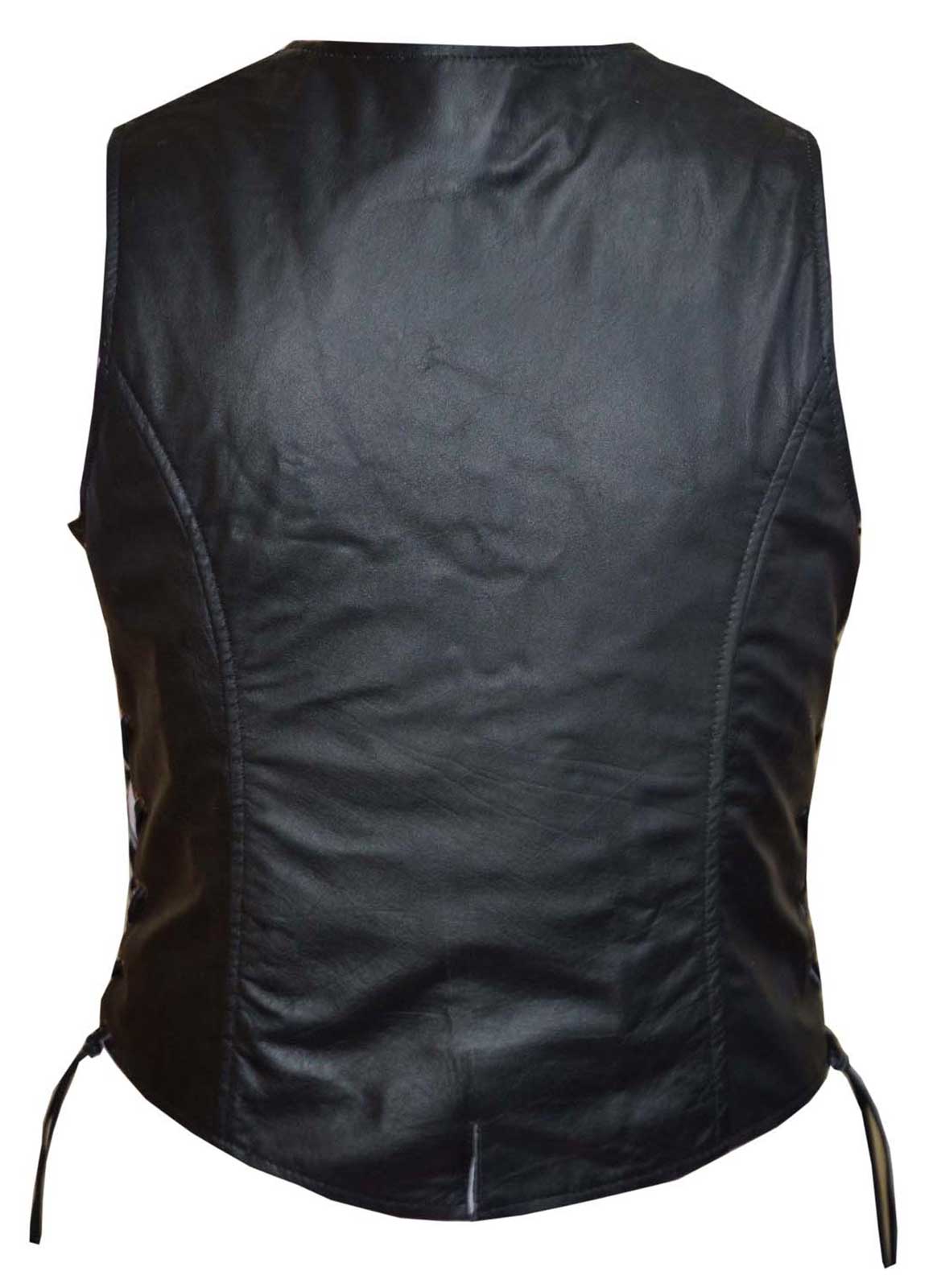 Derringer Women's Traditional Premium Lambskin Leather Motorcycle Vest - Black - No Hassle Returns at Wisconsin Harley