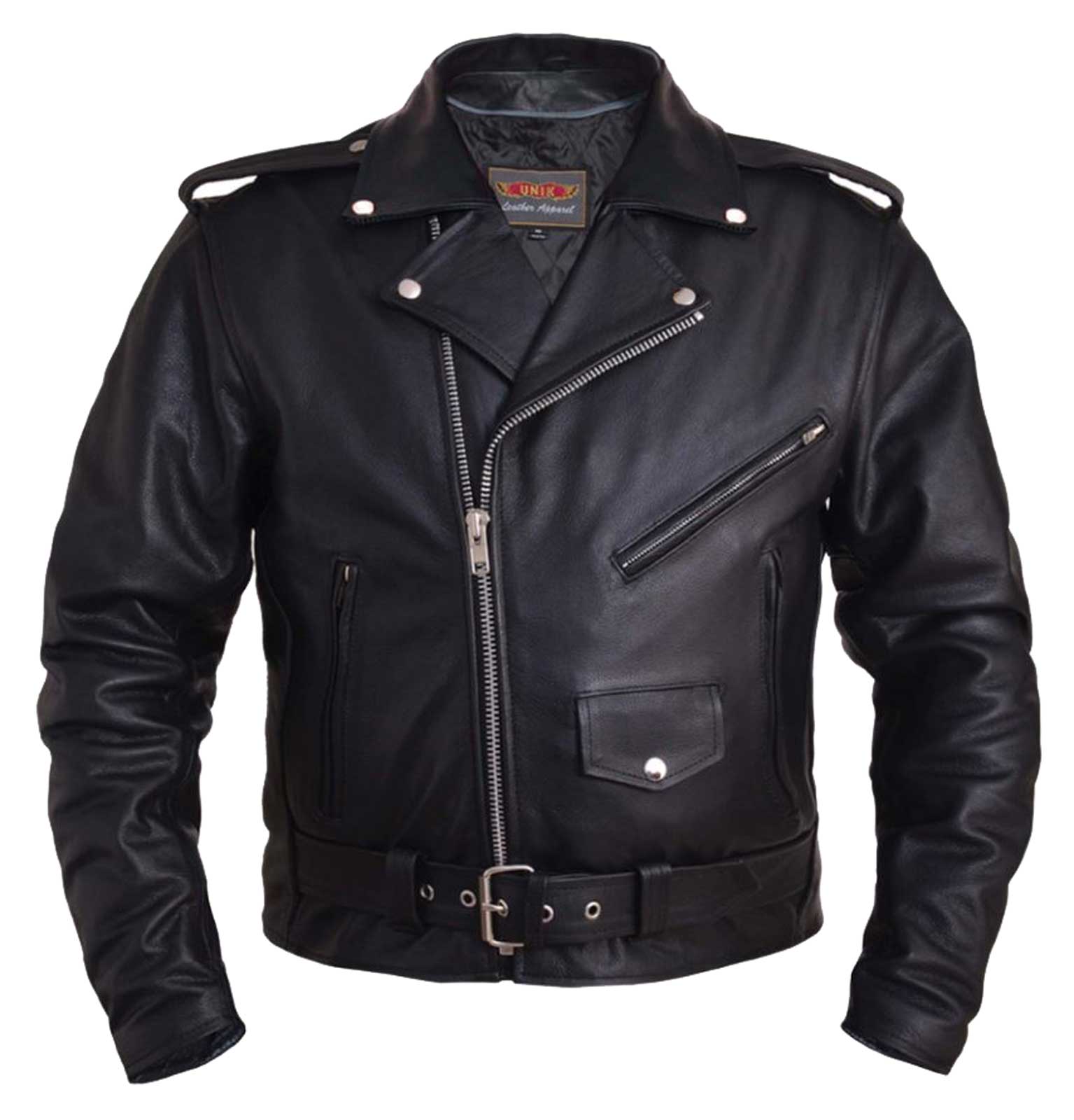 UNIK Men's Buffalo Leather Motorcycle Jacket, Full Sleeve Zip Out