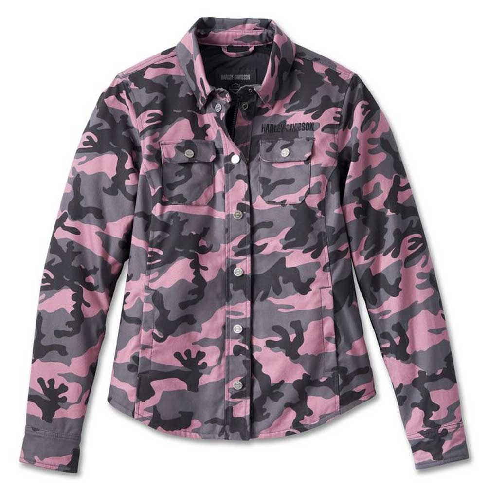 Harley-Davidson Women's Operative Riding Shirt Jacket - Pink Camo 97212-23VW - Wisconsin Harley-Davidson