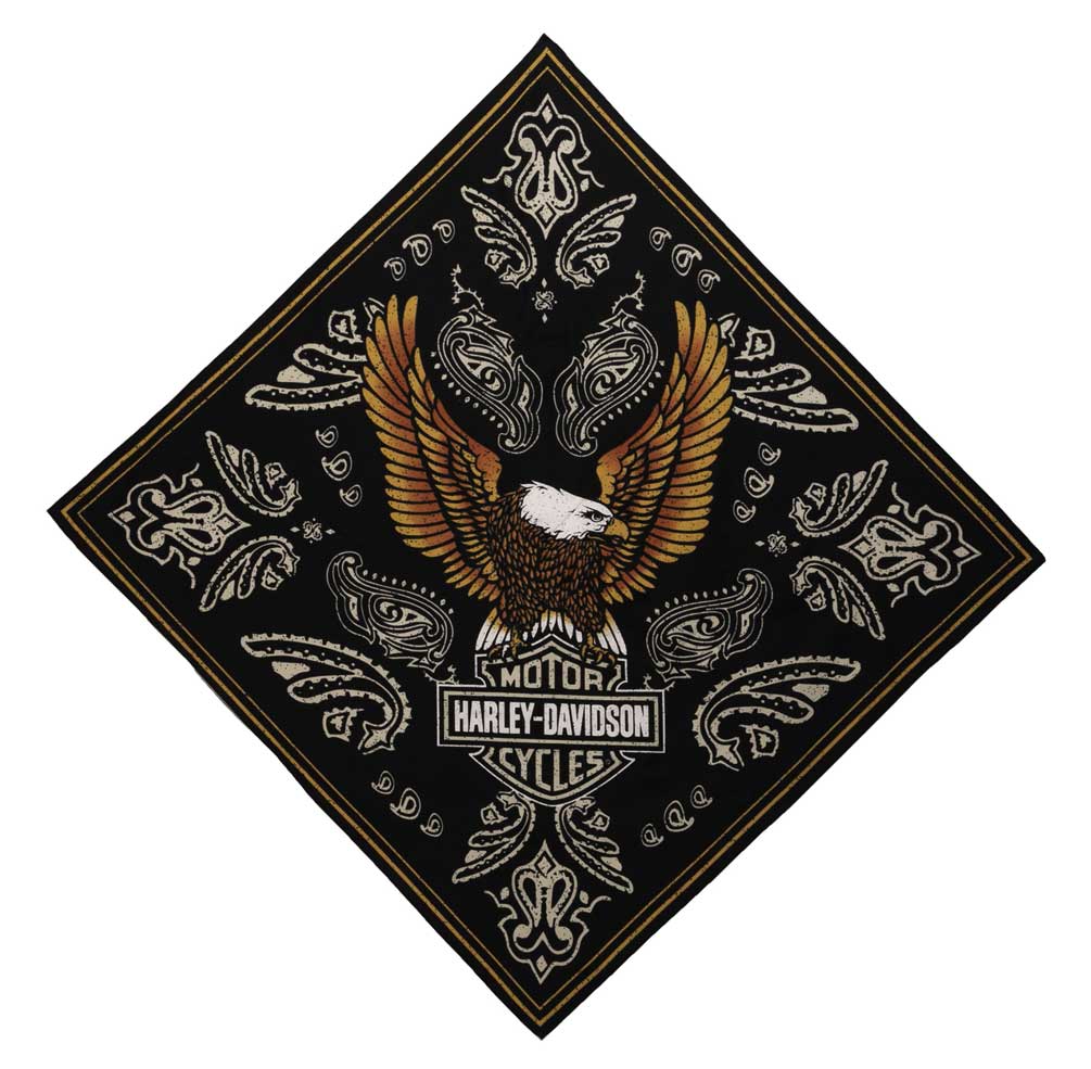 Harley-Davidson Women's Classic Eagle Cotton Bandana - Black 97828-23VW - Wisconsin Harley-Davidson