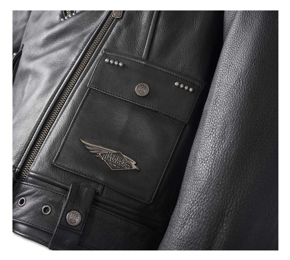 Harley-Davidson Women's 120th Cycle Queen Leather Biker Jacket, Black 97026-23VW - Largest Selection of Harley-Davidson Products