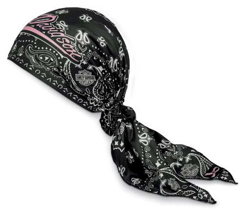 Harley-Davidson Women's Pink Label Paisley Print Head Scarf - Black 97667-23VW - Wisconsin Harley-Davidson