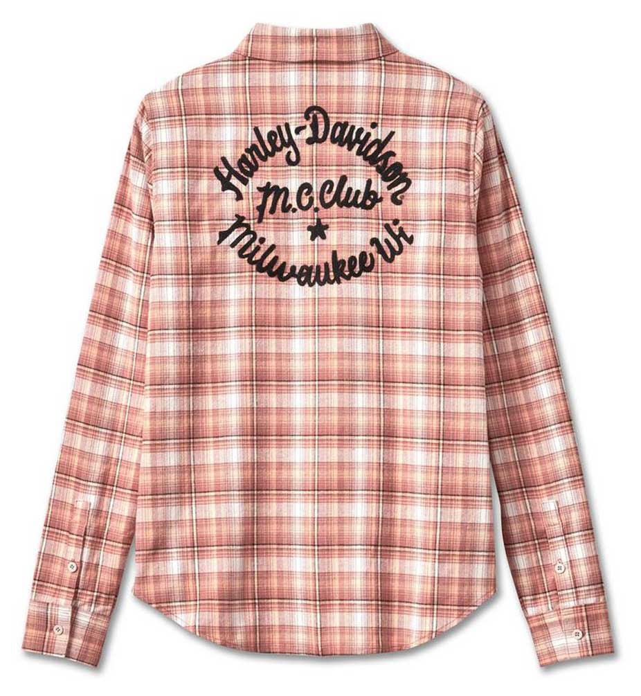 Harley-Davidson Free Shipping - Harley-Davidson Women's Retro Club Crew Flannel Plaid Shirt - Pink 96748-23VW - Free Shipping on many products plus Orders Over $99