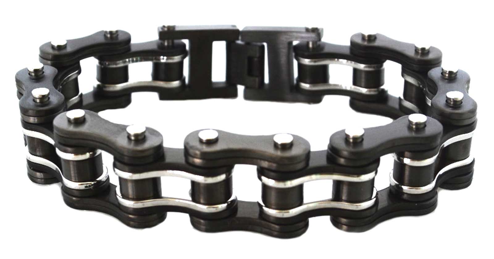 Heavy Metal Men's Double Link Gunmetal Stainless Steel Motorcycle Chain Bracelet - Wisconsin Harley-Davidson